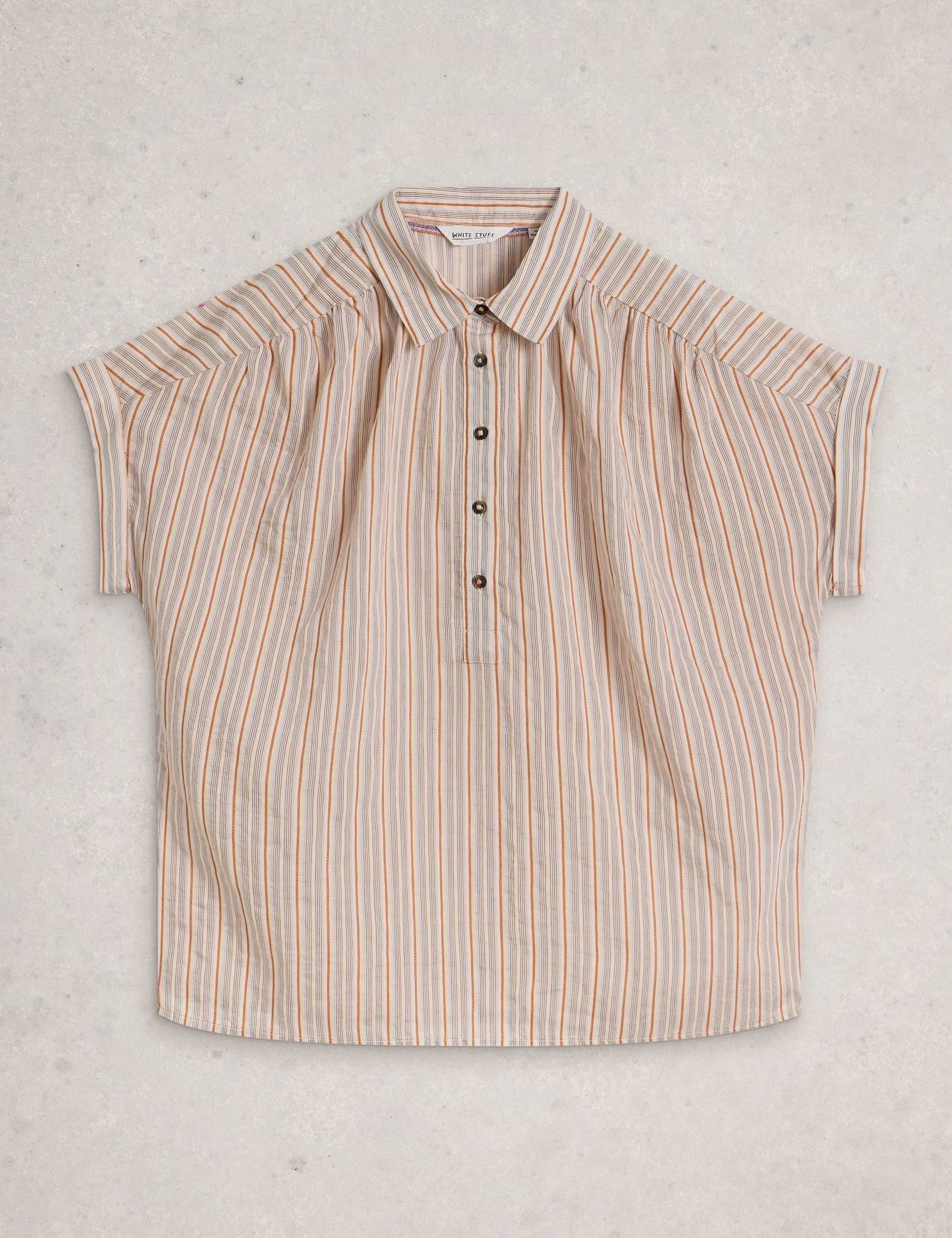 Striped Collared Popover Shirt with Cotton 2 of 6