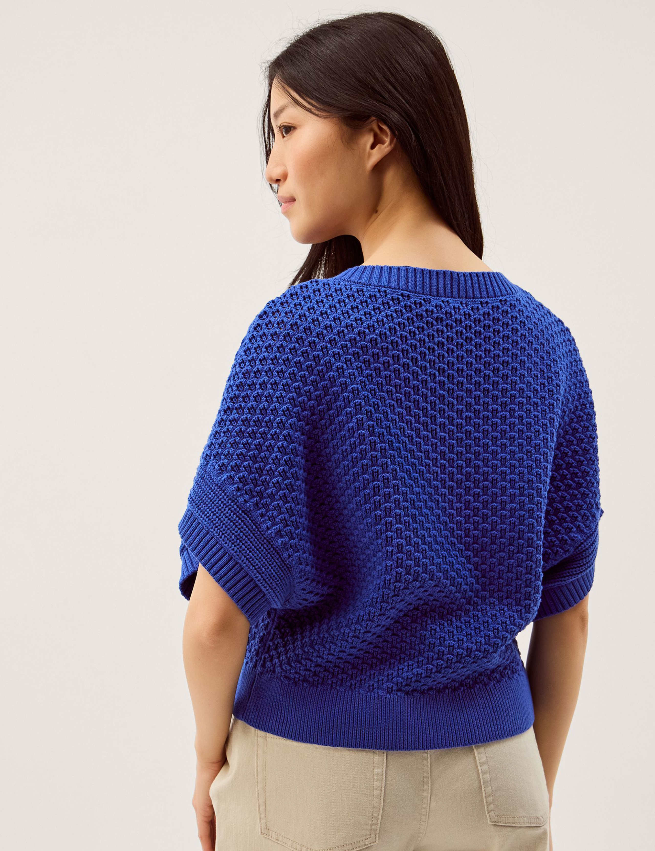 Pure Cotton Textured Half Sleeve Cardigan 4 of 5