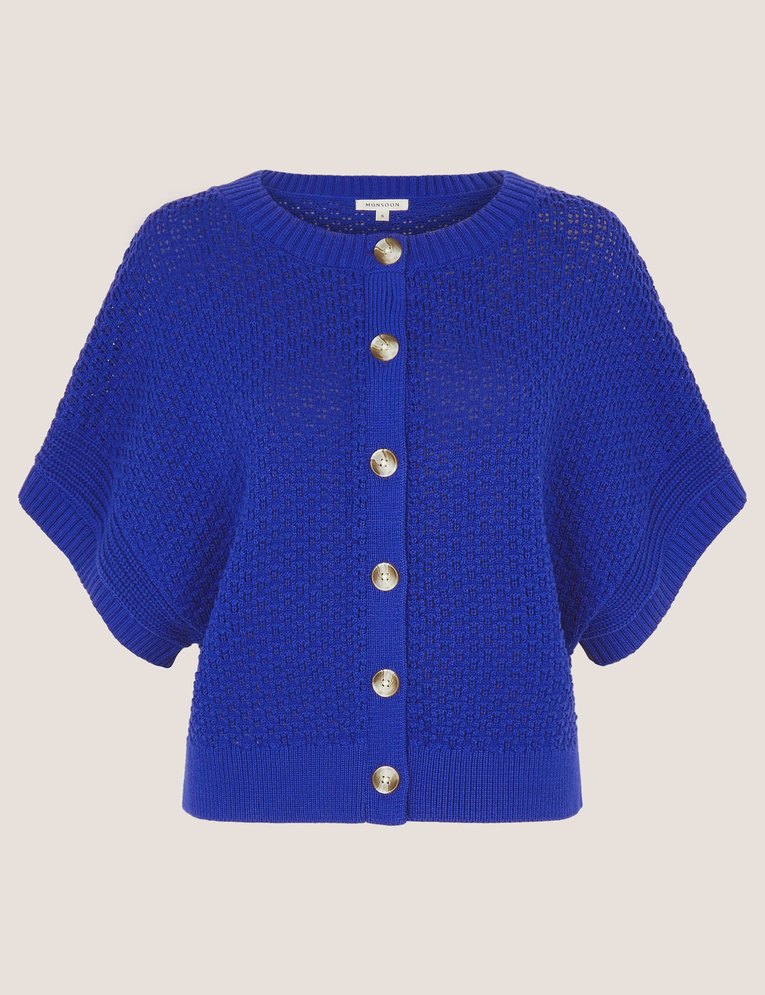 Pure Cotton Textured Half Sleeve Cardigan 2 of 5