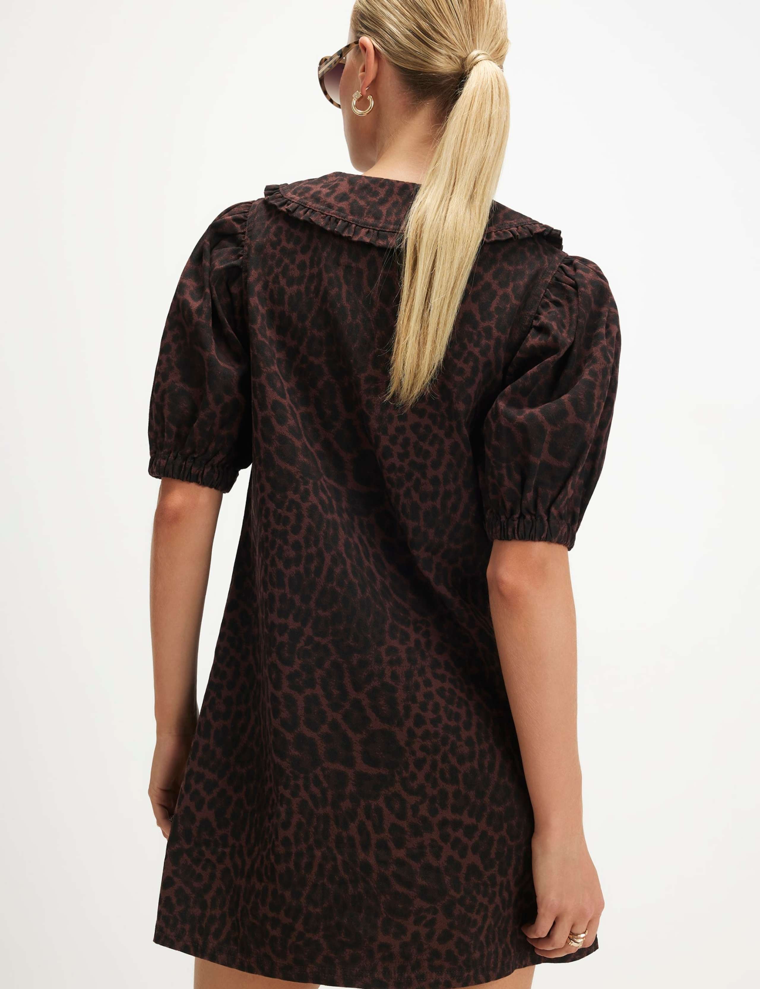 Pure Cotton Leopard Print Mini Shirt Dress 6 of 6