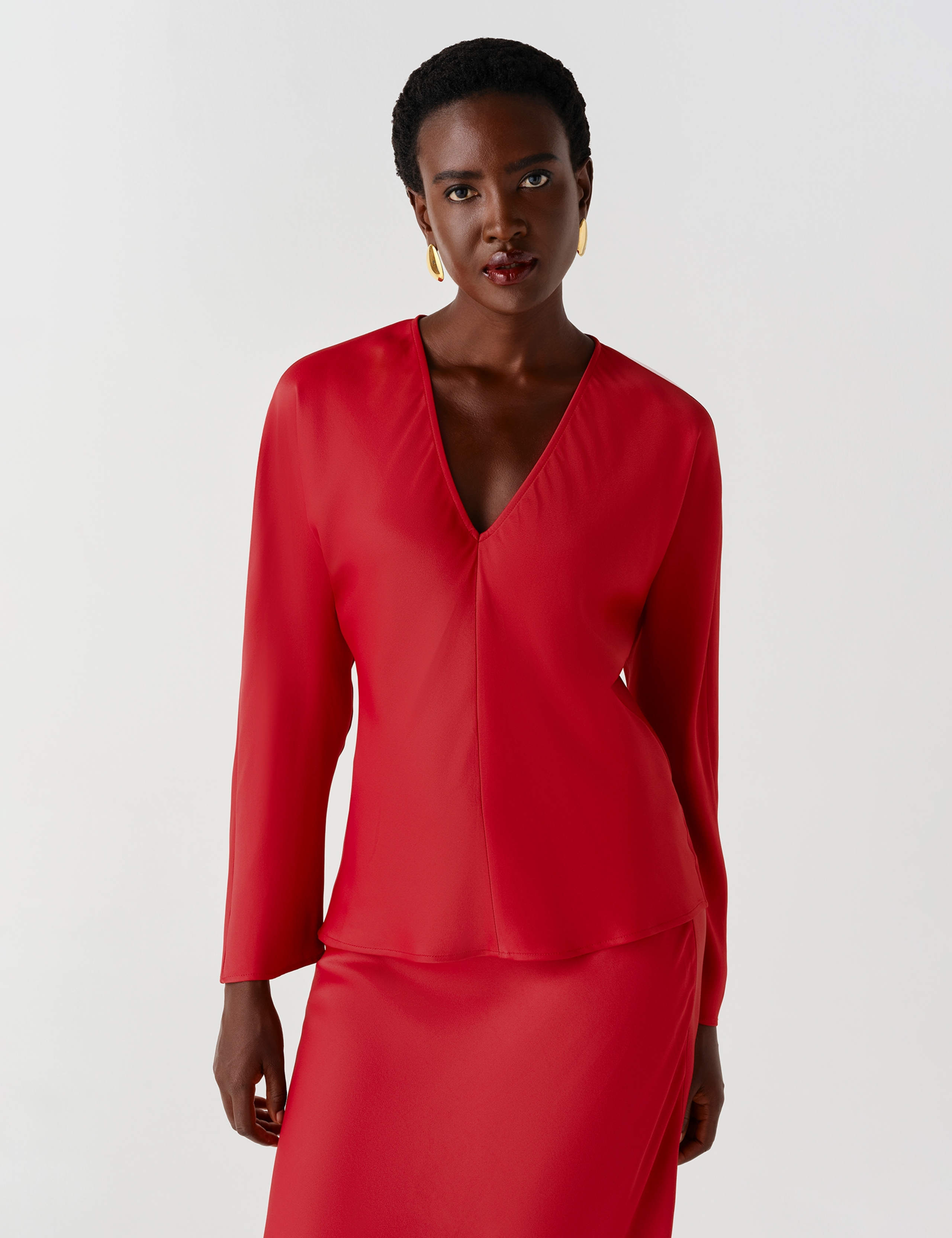 Satin V Neck Top 1 of 9