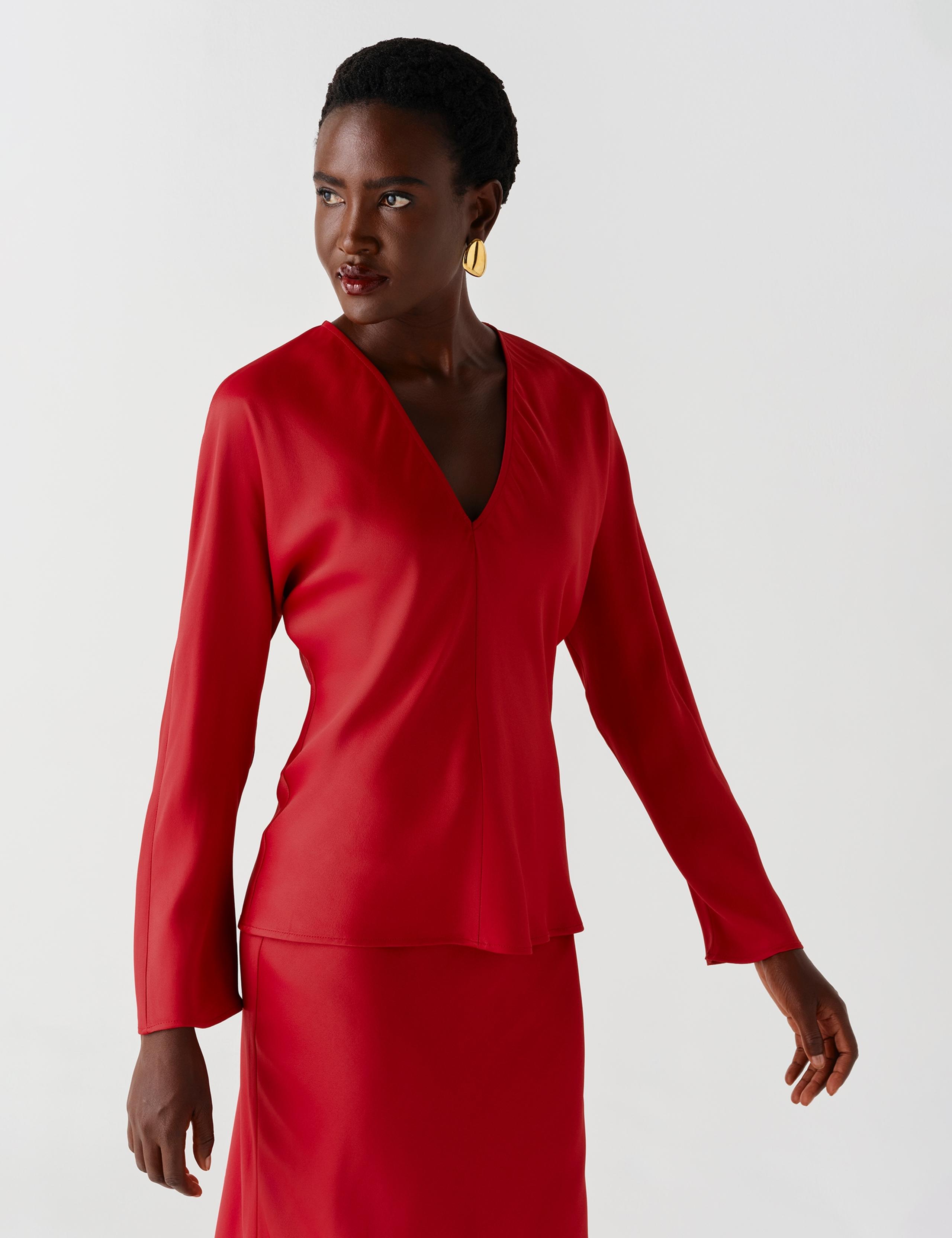 Satin V Neck Top 6 of 9