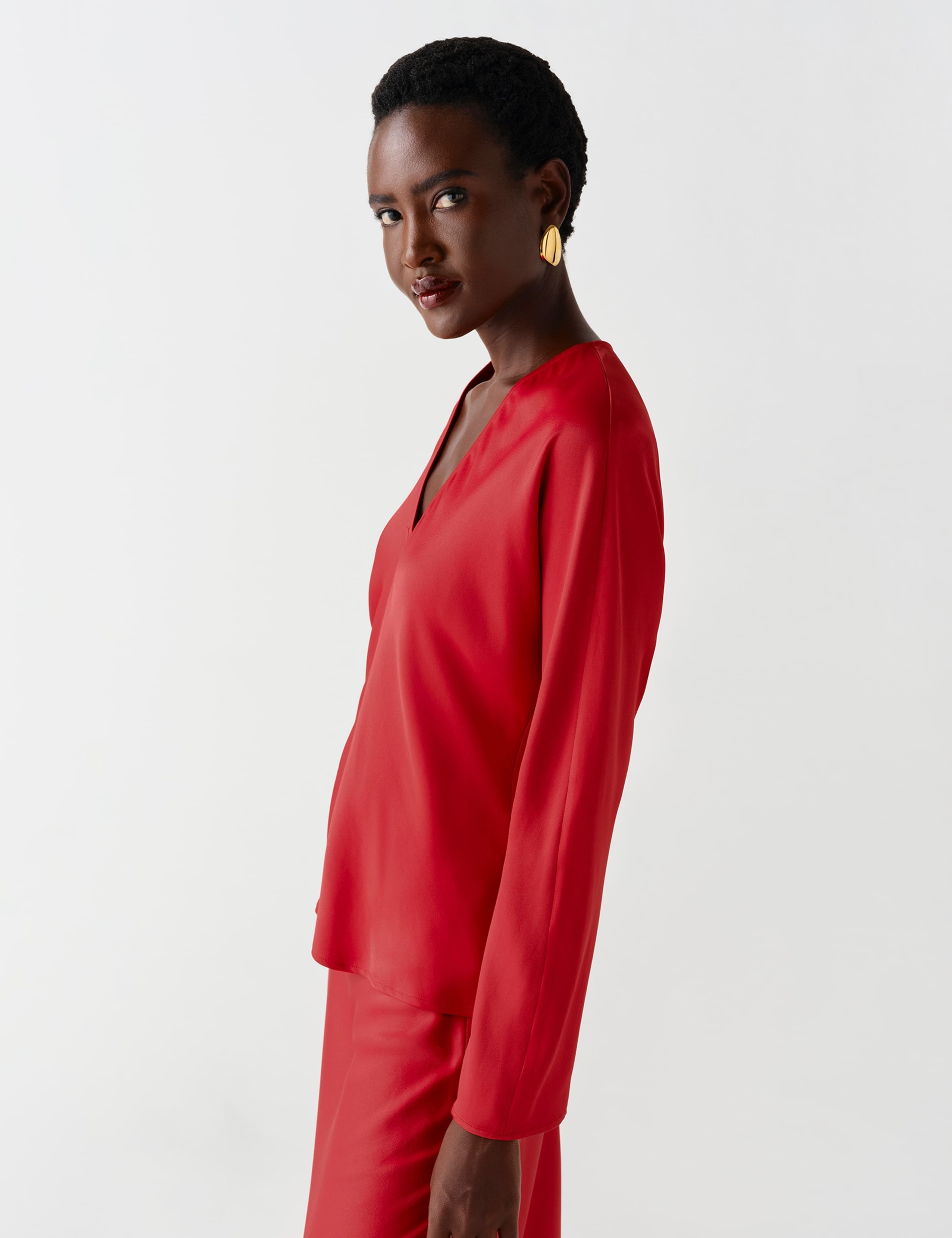 Satin V Neck Top 8 of 9