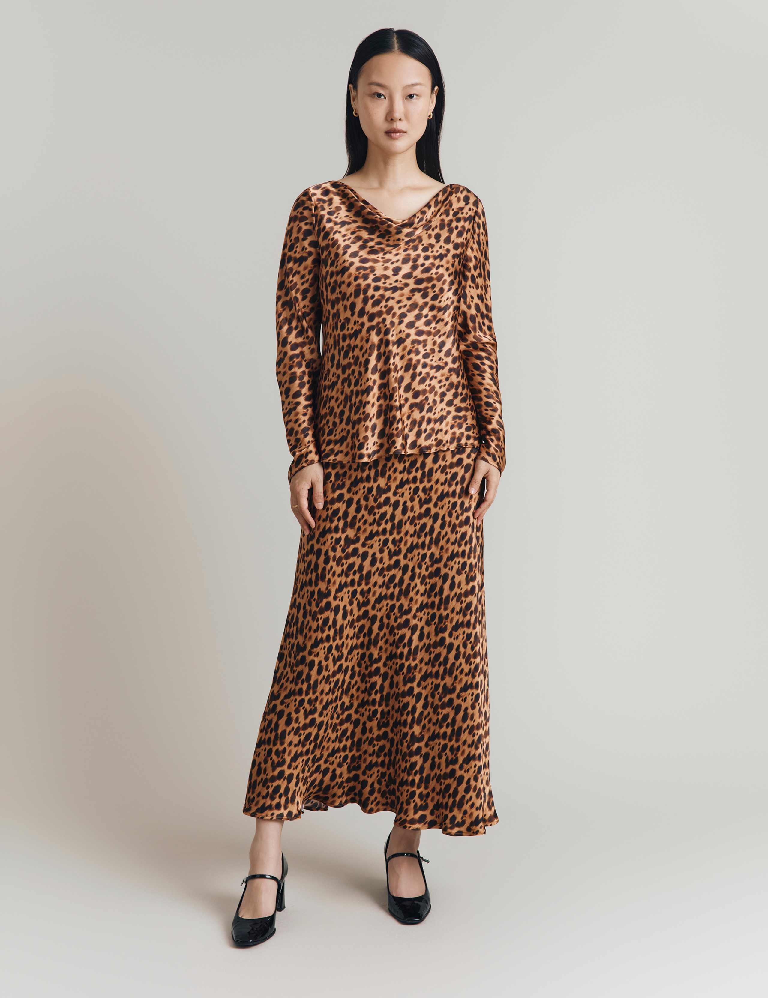 Animal Print Midi Slip Skirt 4 of 5