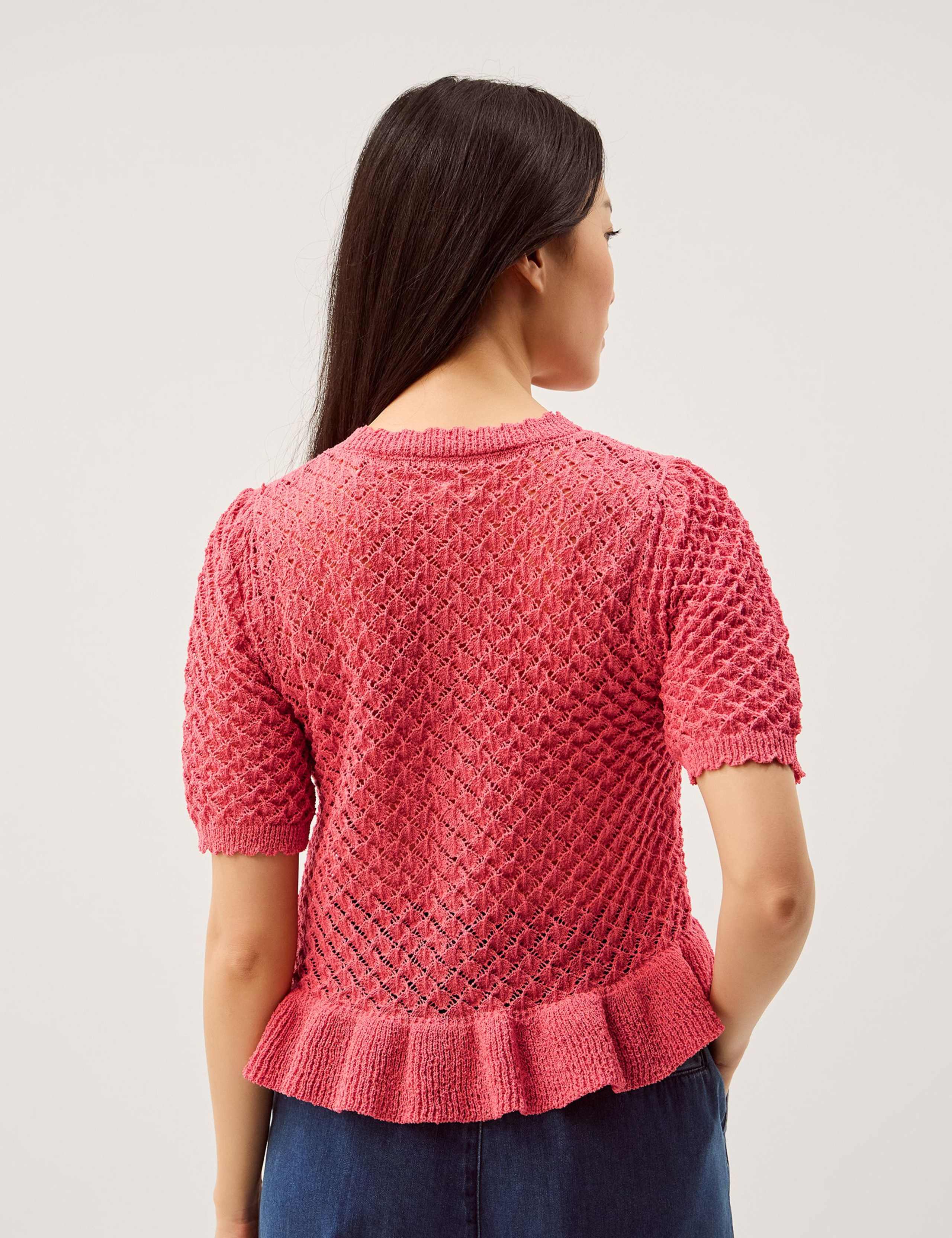 Ruffle Knit Textured Button Front Cardigan 4 of 5