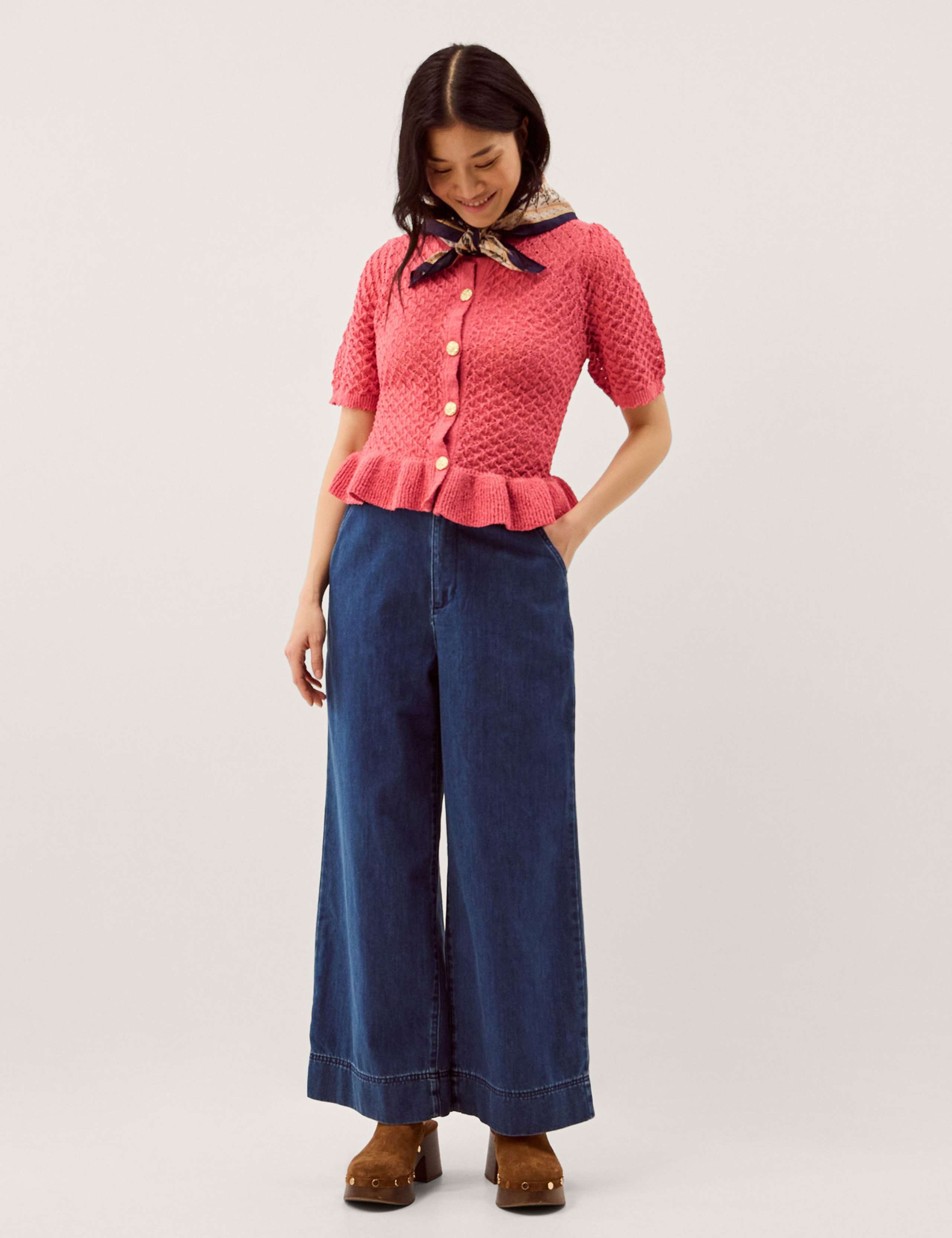 Ruffle Knit Textured Button Front Cardigan 5 of 5