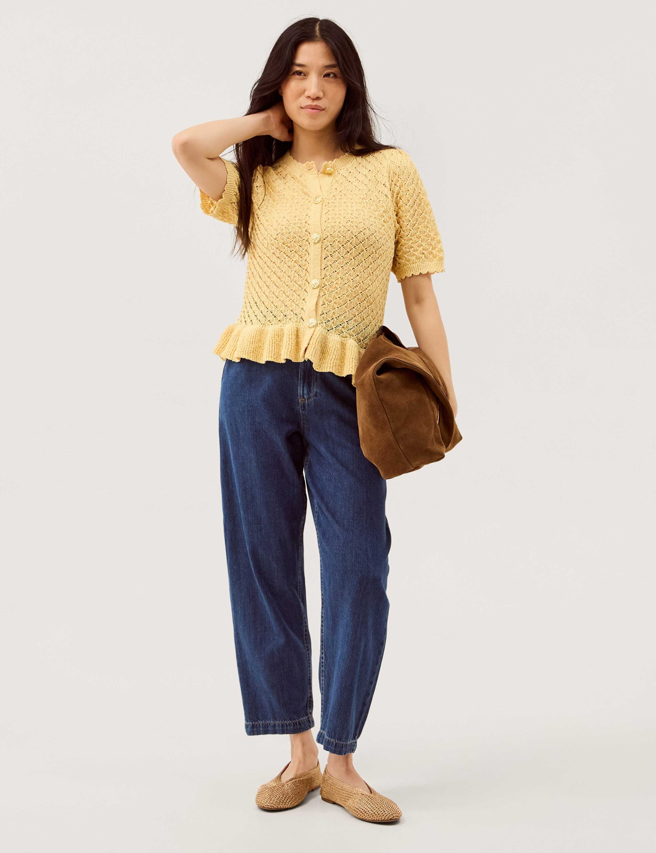 Ruffle Knit Textured Button Front Cardigan 4 of 5