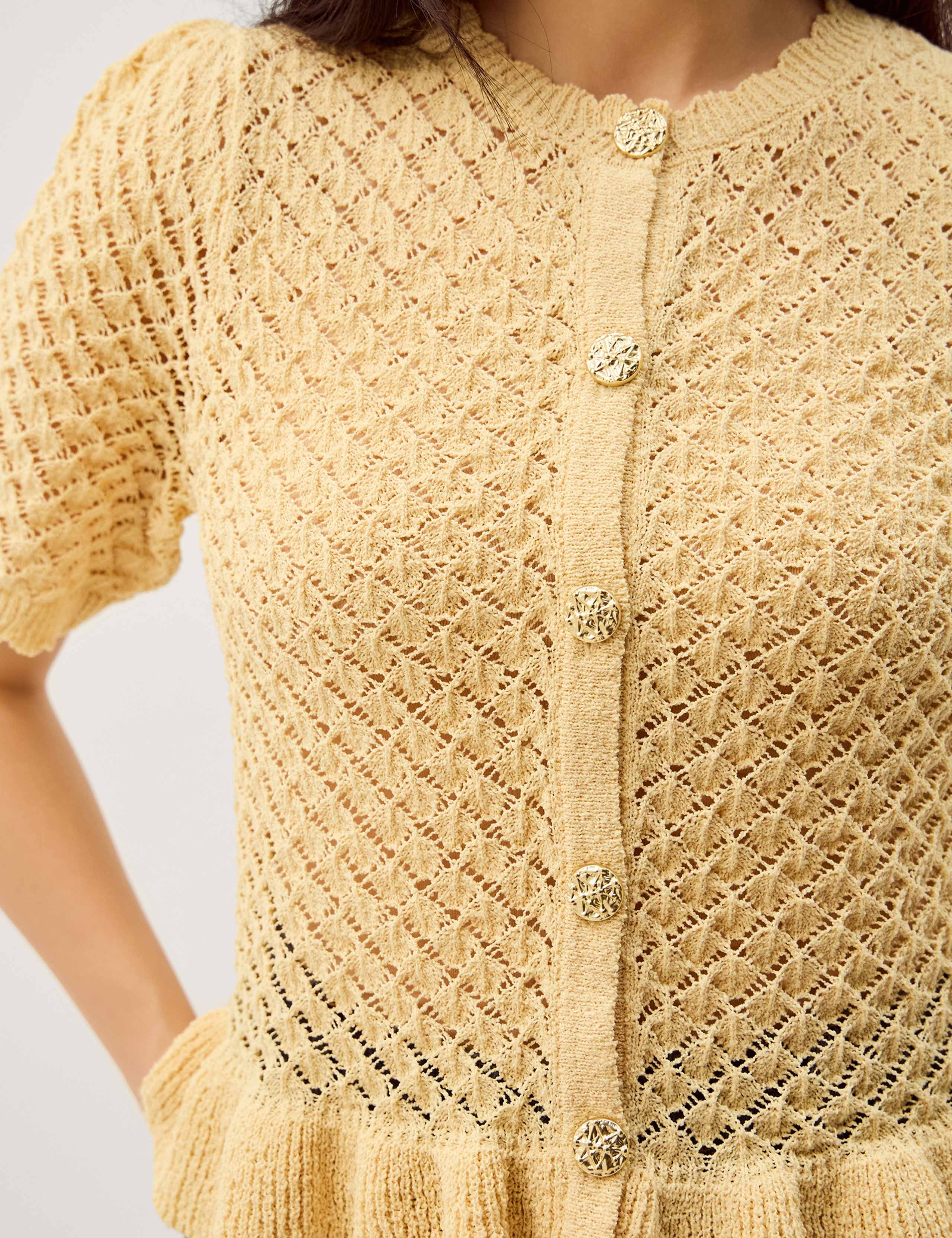 Ruffle Knit Textured Button Front Cardigan 5 of 5