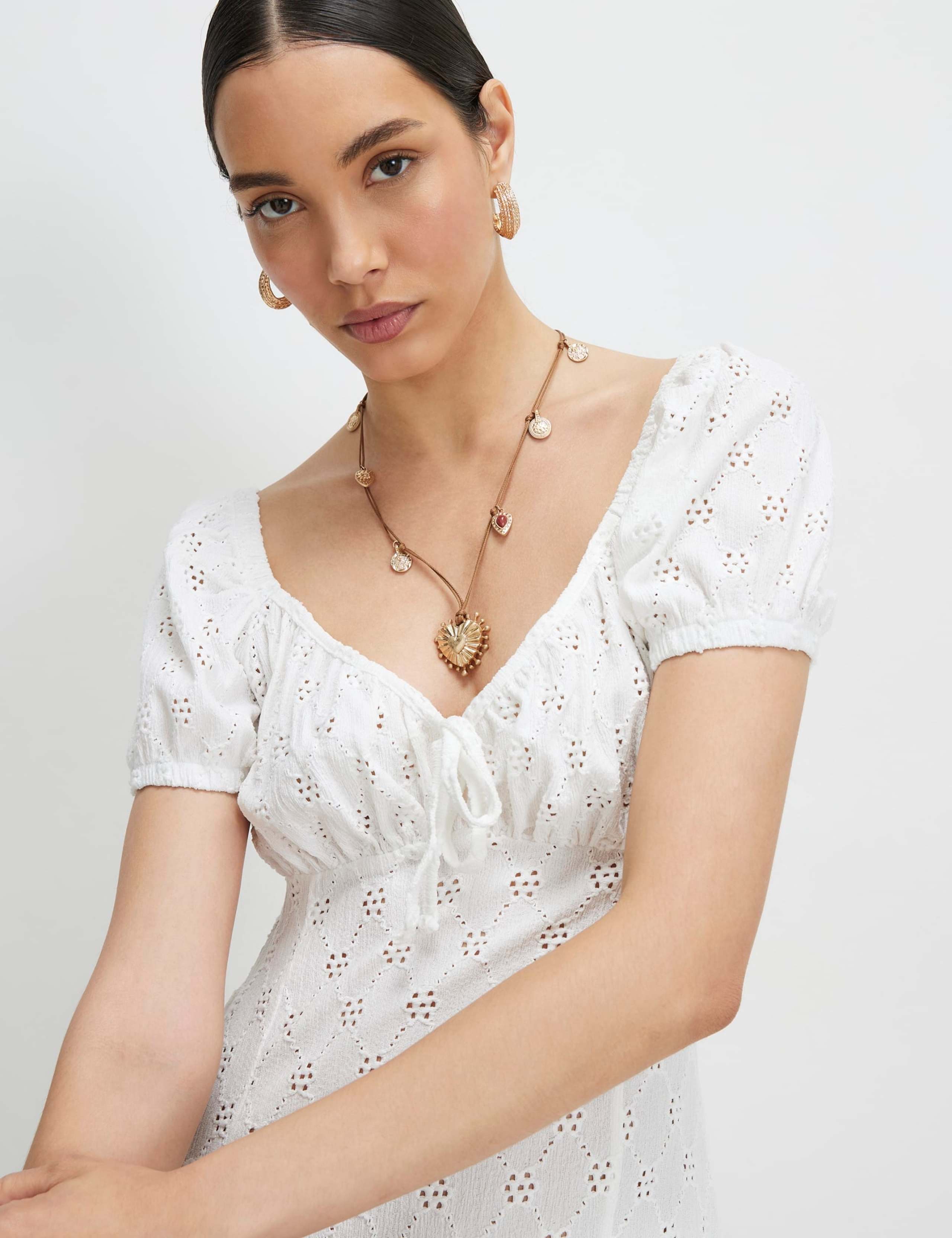 Jersey Broderie Midi Waisted Dress 2 of 4