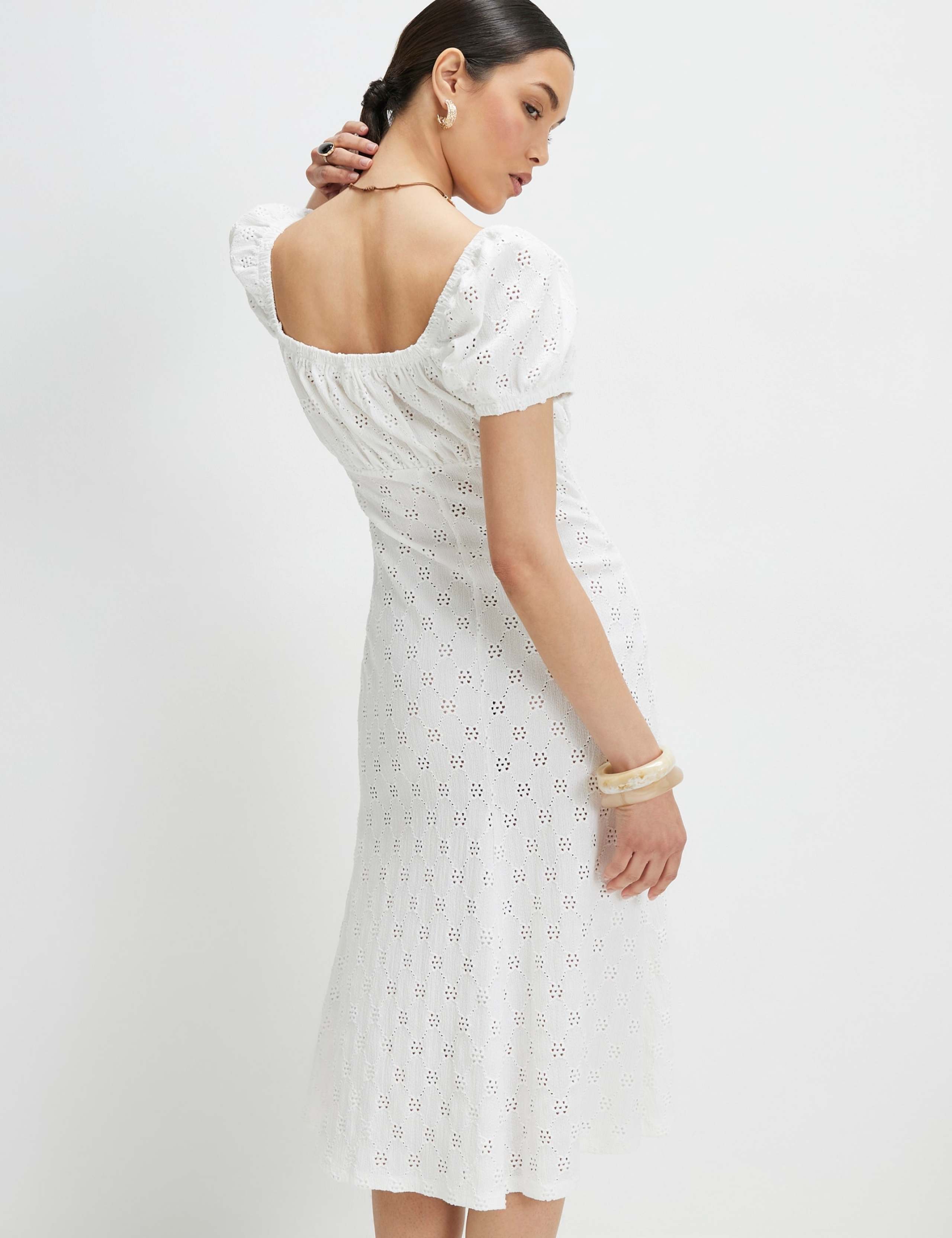 Jersey Broderie Midi Waisted Dress 4 of 4