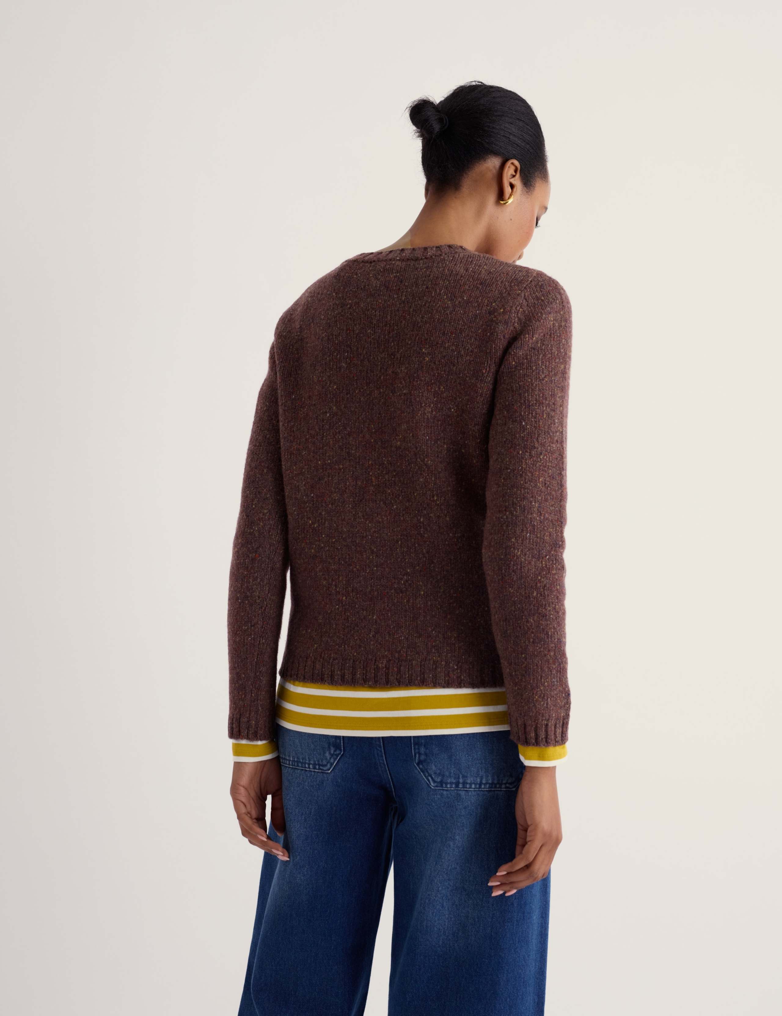 Merino Wool Rich Textured Crew Neck Jumper 4 of 5