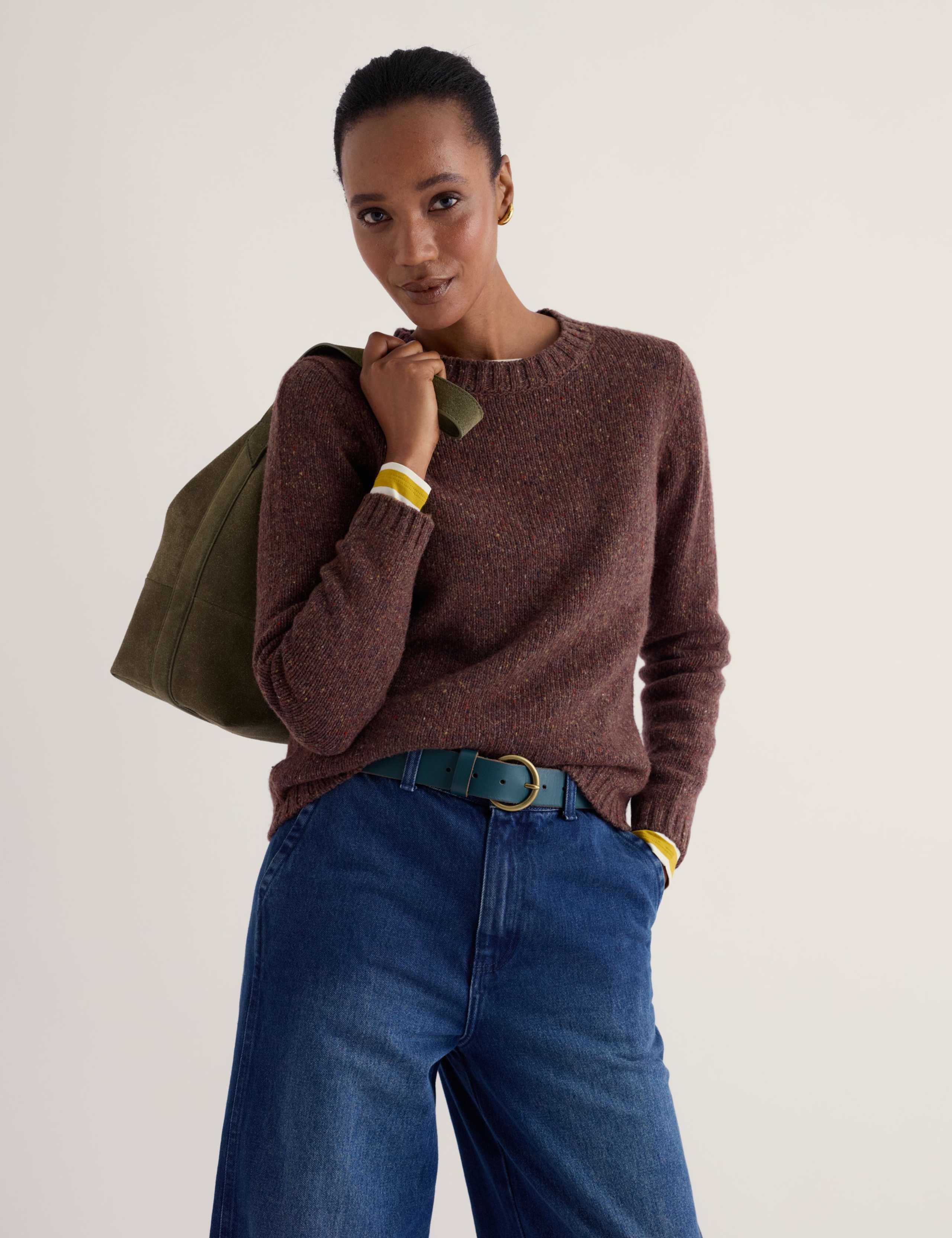 Merino Wool Rich Textured Crew Neck Jumper 5 of 5
