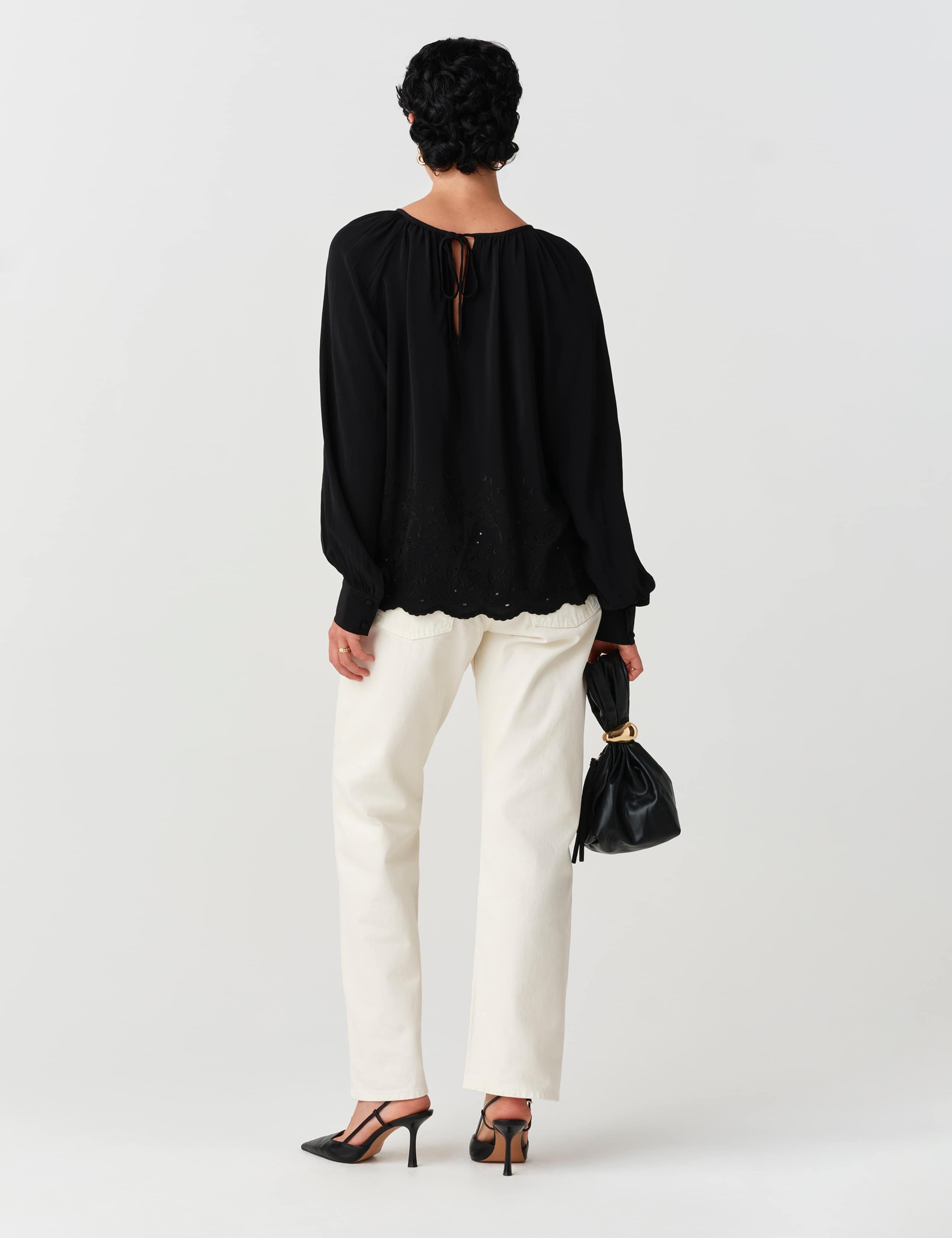 Crepe Embroidered Tie Detail Top 6 of 11