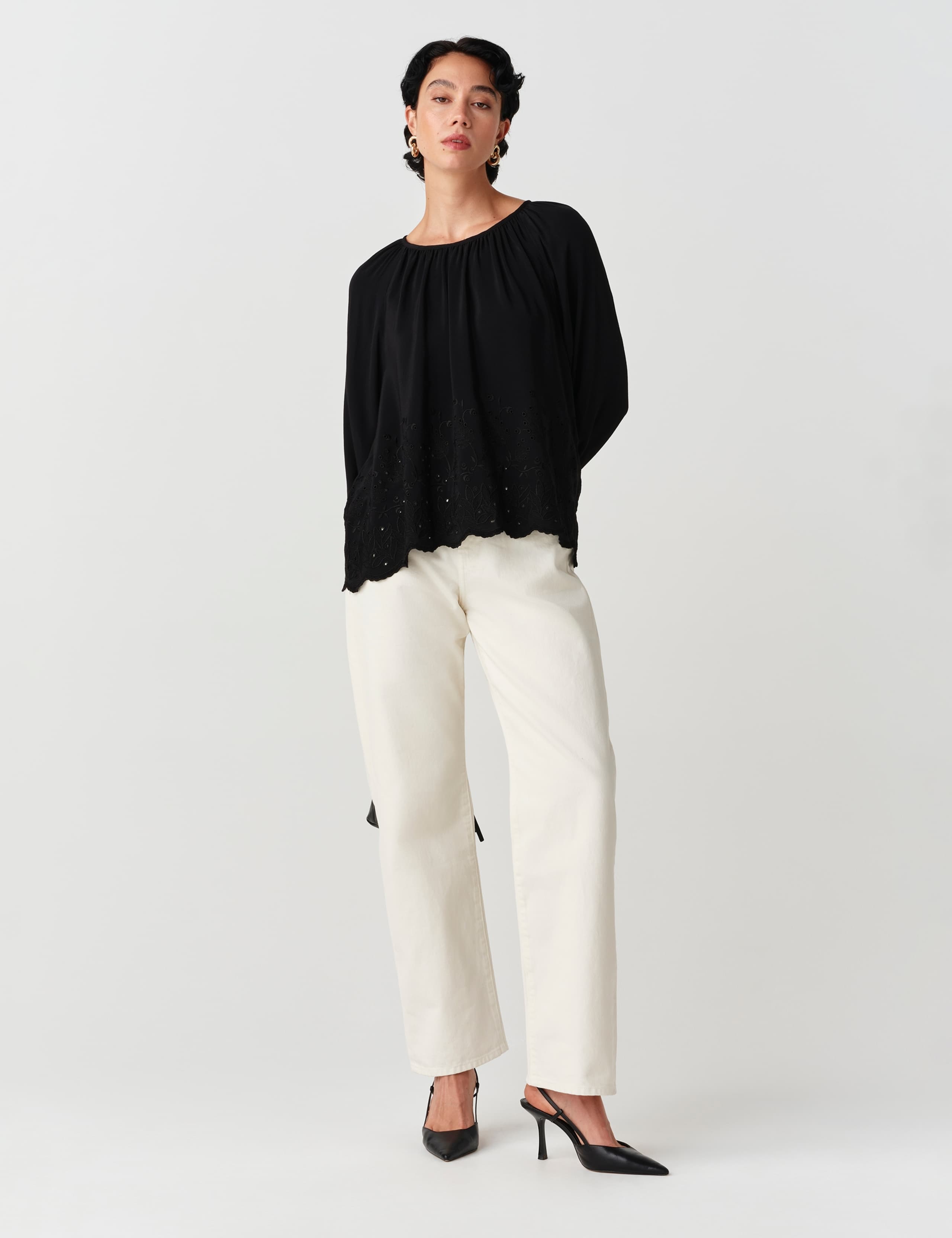 Crepe Embroidered Tie Detail Top 7 of 11
