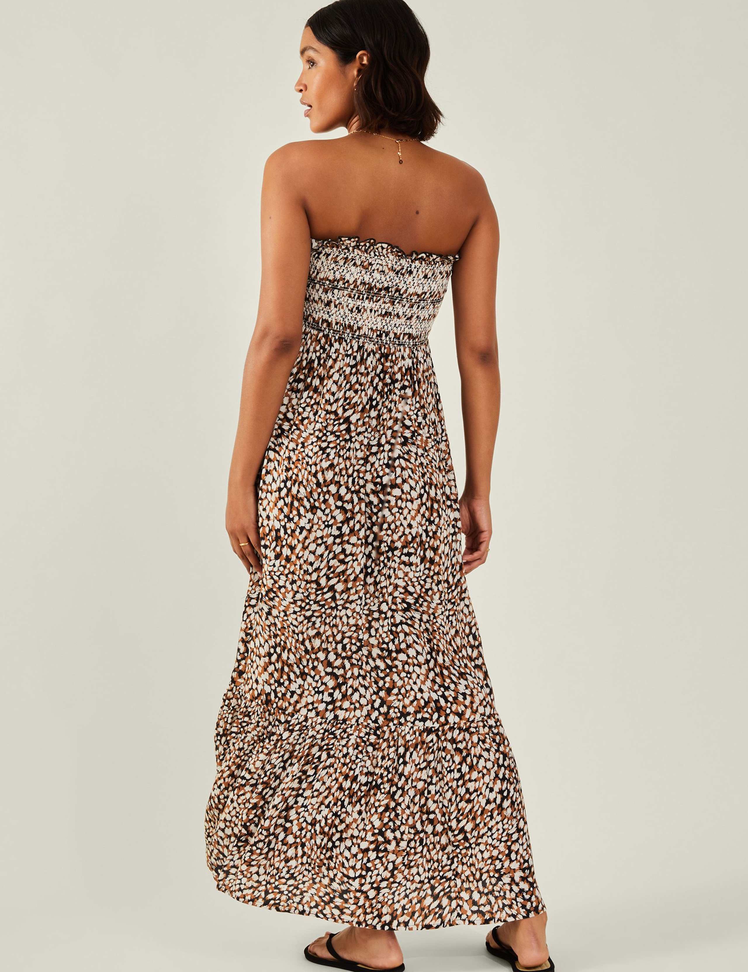 Animal Print Bandeau Maxi Smock Beach Dress 3 of 4