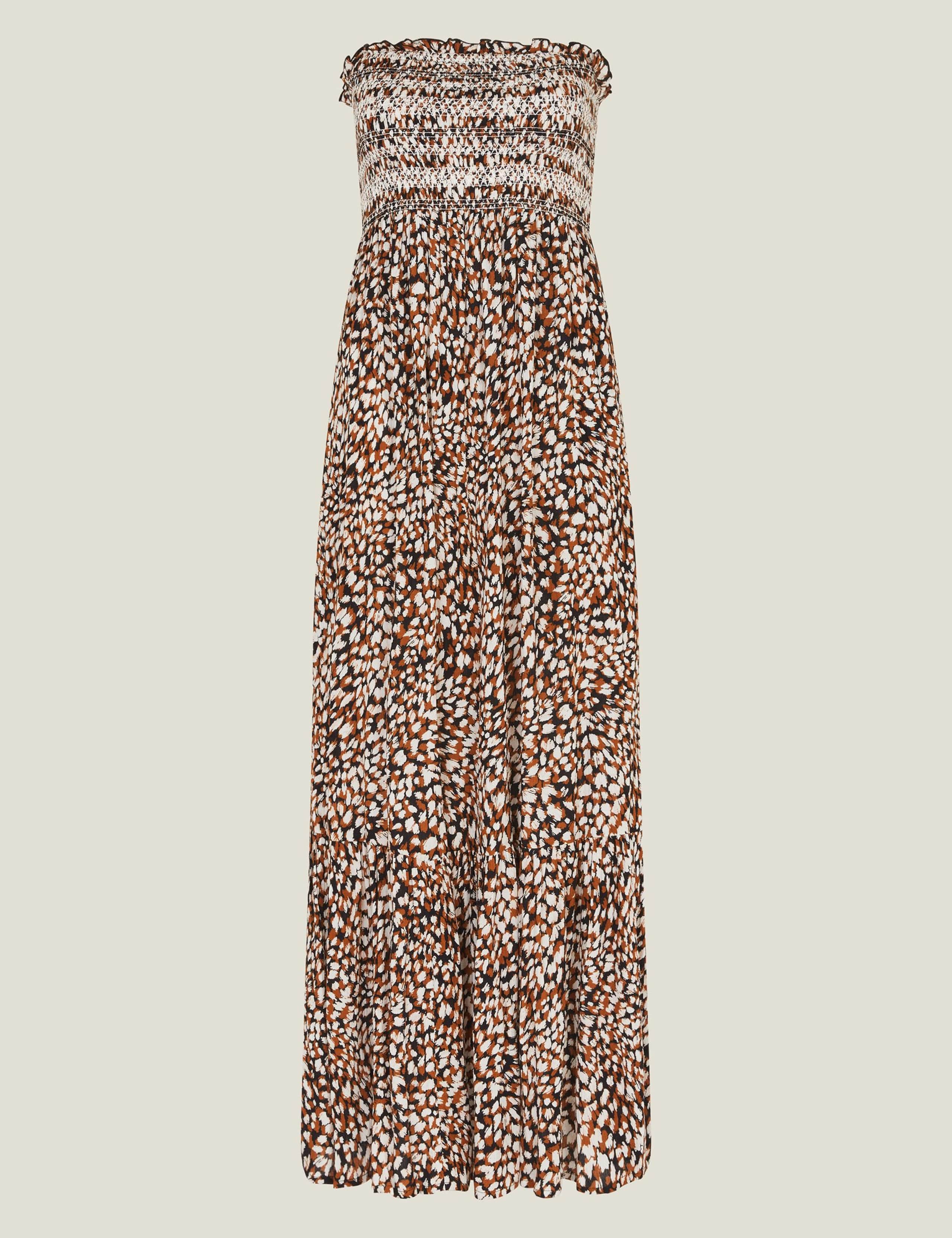 Animal Print Bandeau Maxi Smock Beach Dress 2 of 4