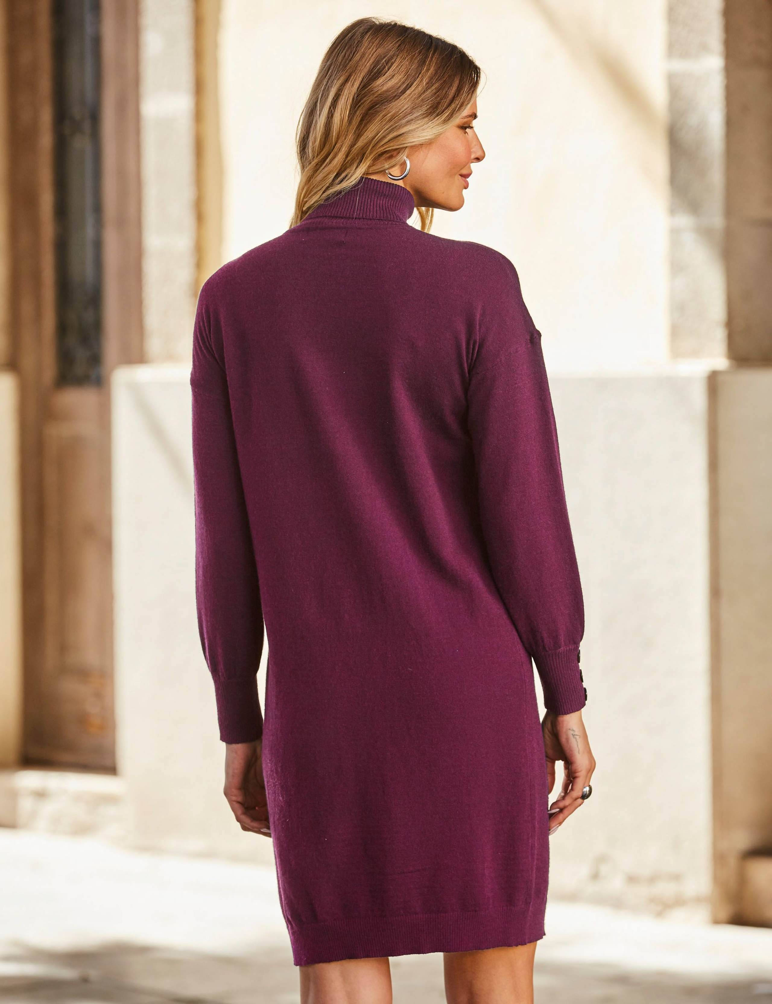 Knitted Roll Neck Button Detail Mini Dress 5 of 5