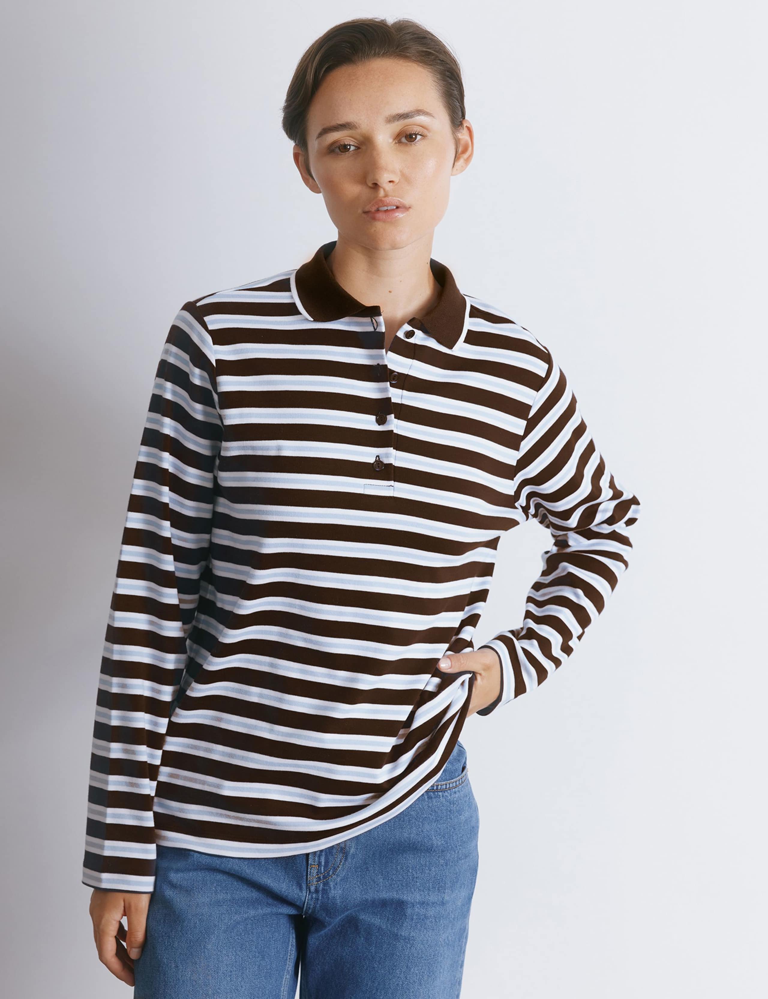 Pure Cotton Striped Polo Shirt 1 of 4