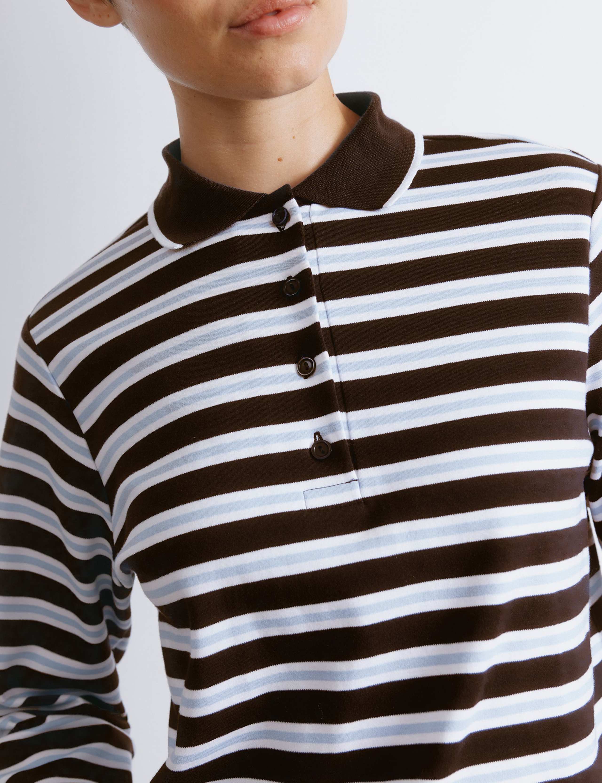 Pure Cotton Striped Polo Shirt 4 of 4