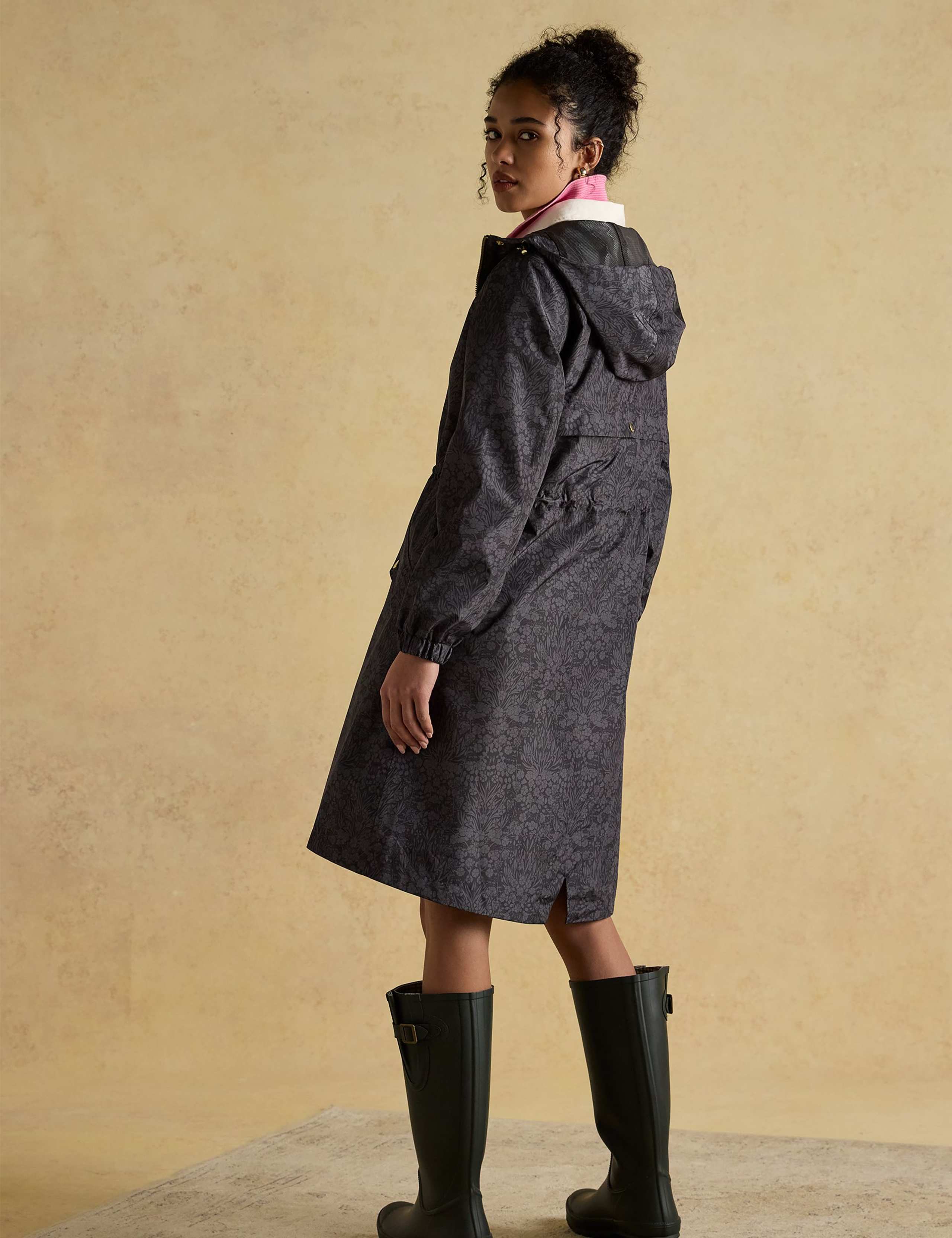 Waterproof Floral Hooded Longline Raincoat 2 of 8