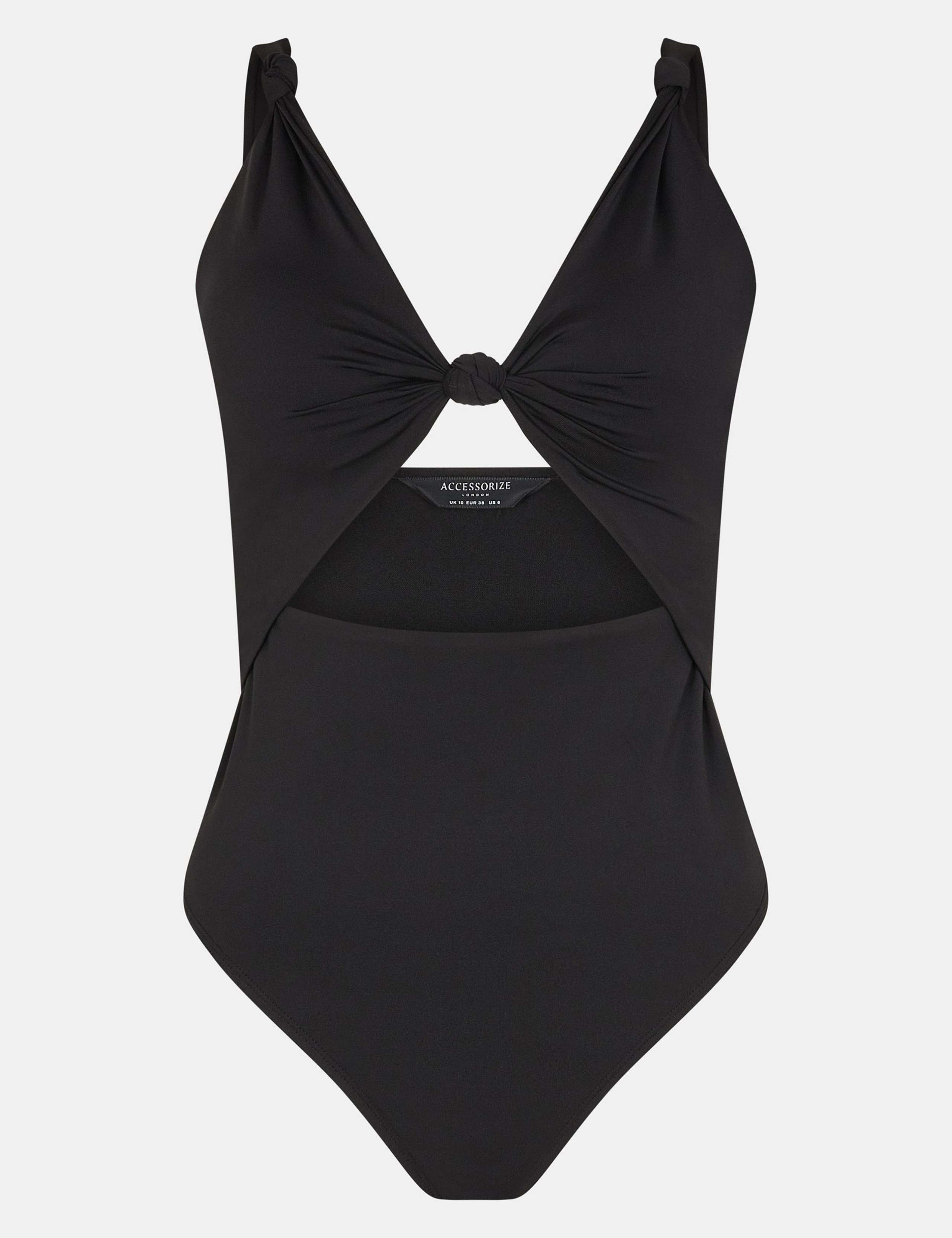 Padded Knot Front Cut Out V-Neck Swimsuit 2 of 4