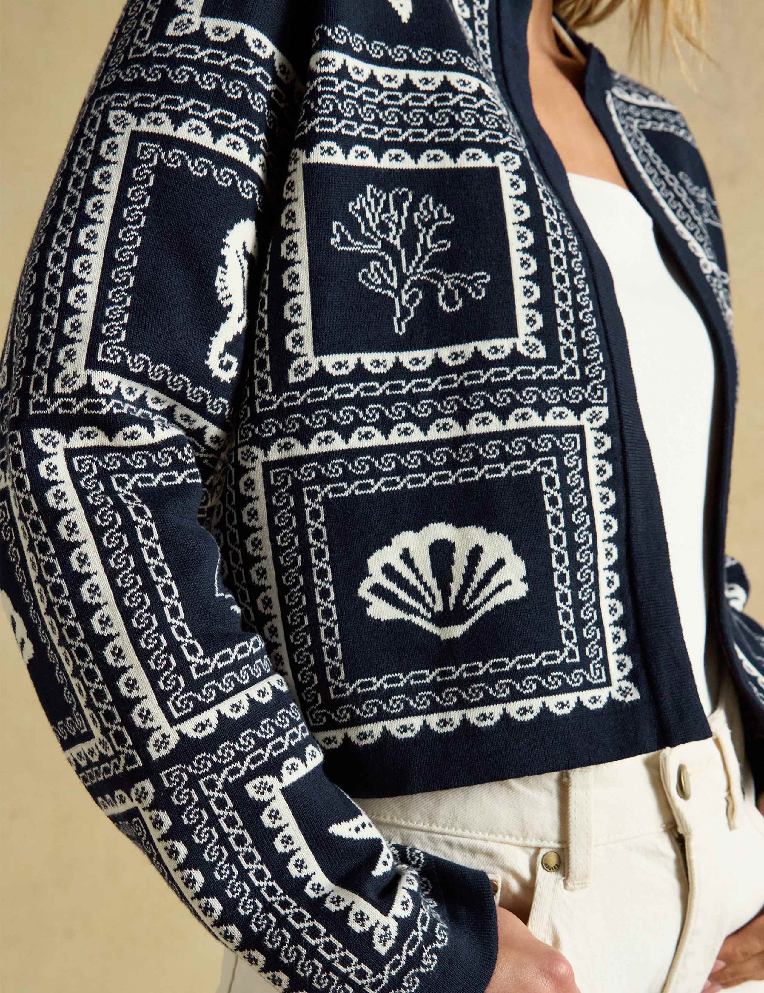 Pure Cotton Ocean Tile Edge to Edge Cardigan 6 of 7