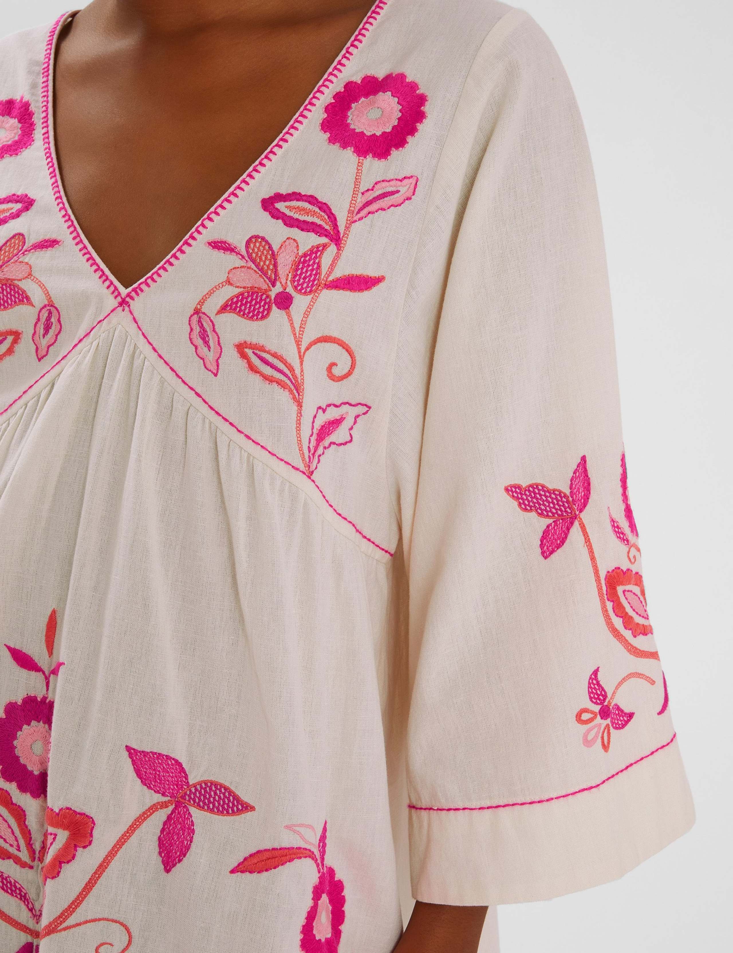 Cotton Rich Embroidered Mini Beach Dress 4 of 4
