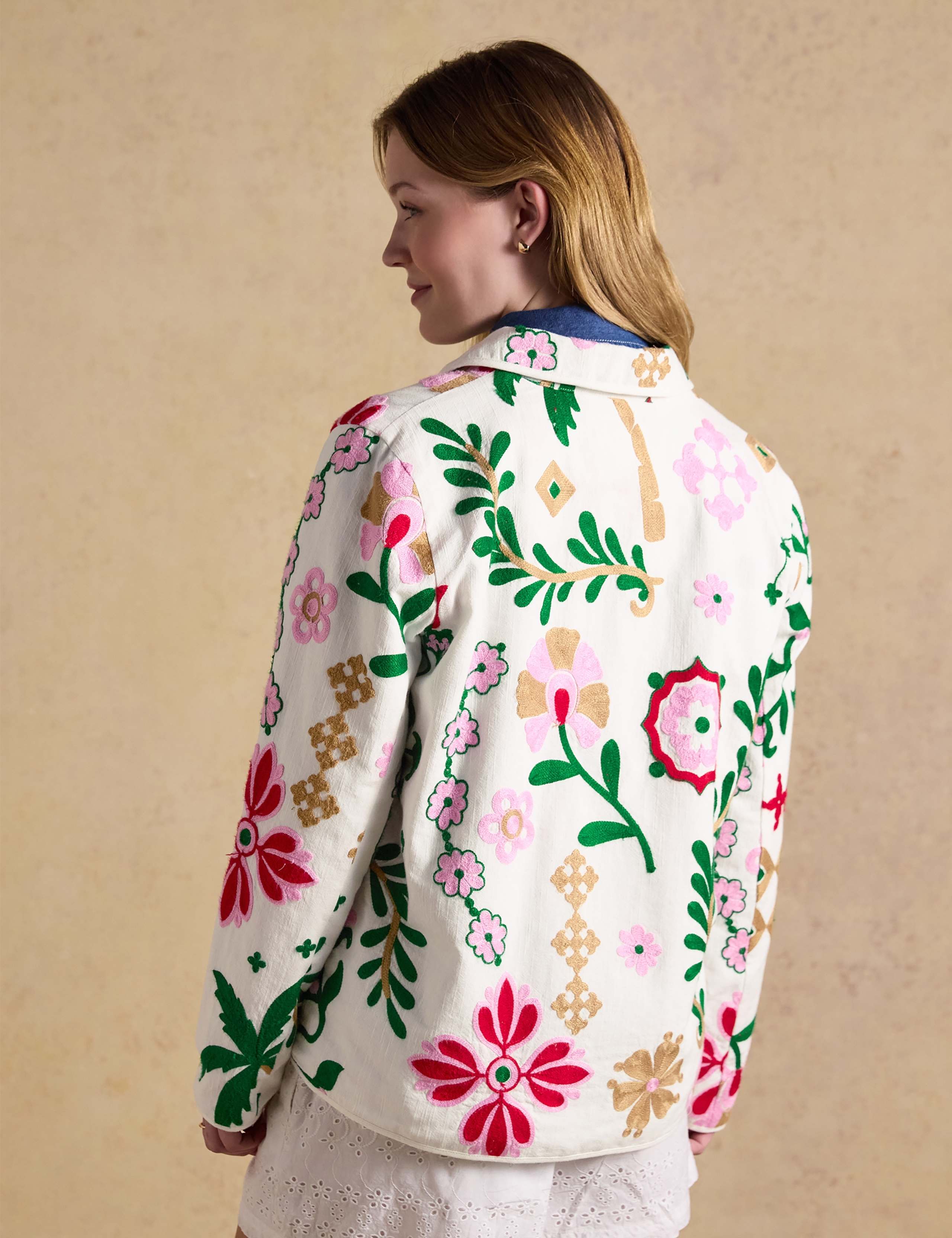 Pure Cotton Embroidered Collared Jacket 6 of 8