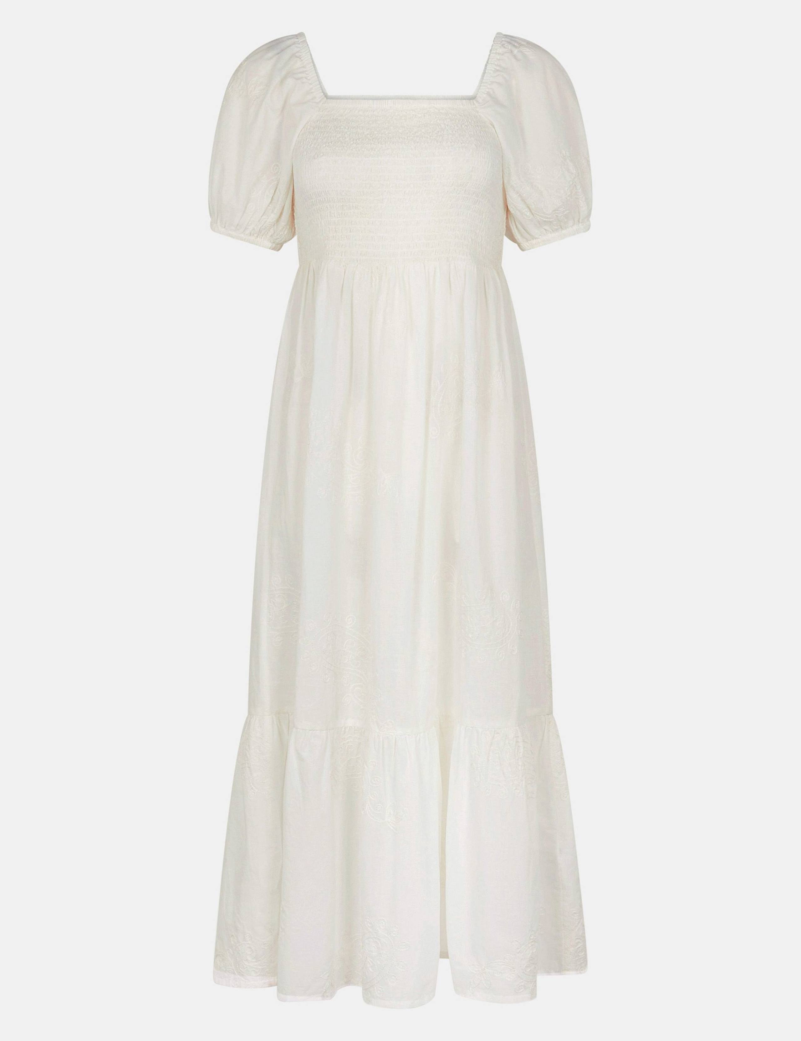 Pure Cotton Embroidered Midi Tiered Dress 2 of 4