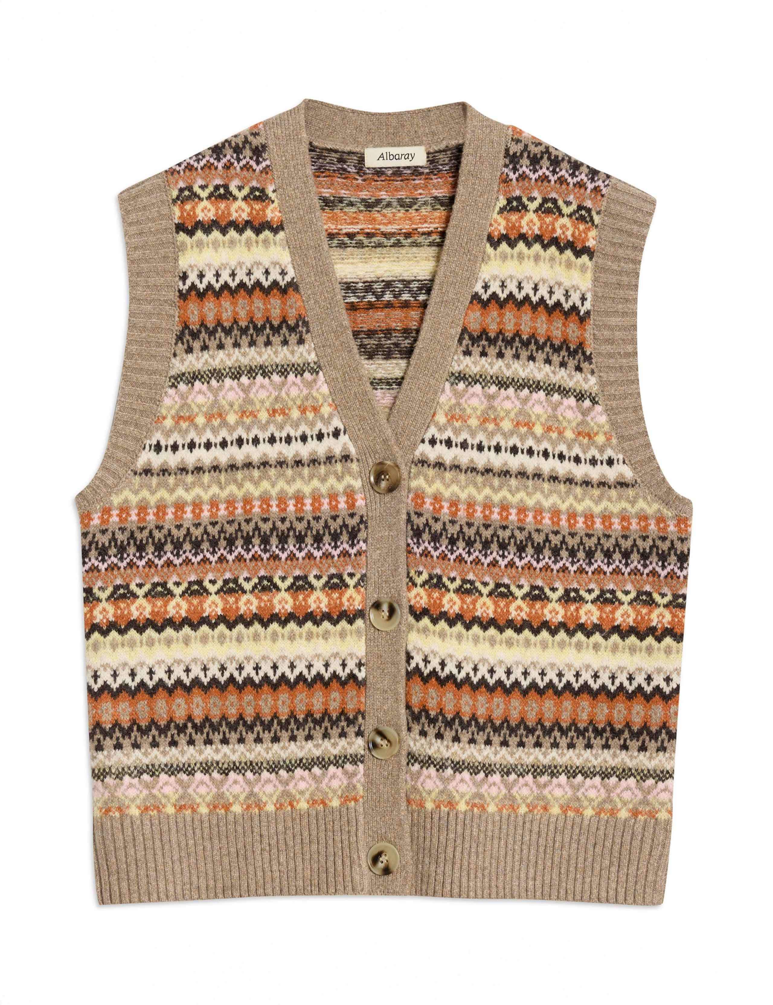 Fair Isle V-Neck Knitted Top with Wool 2 of 4