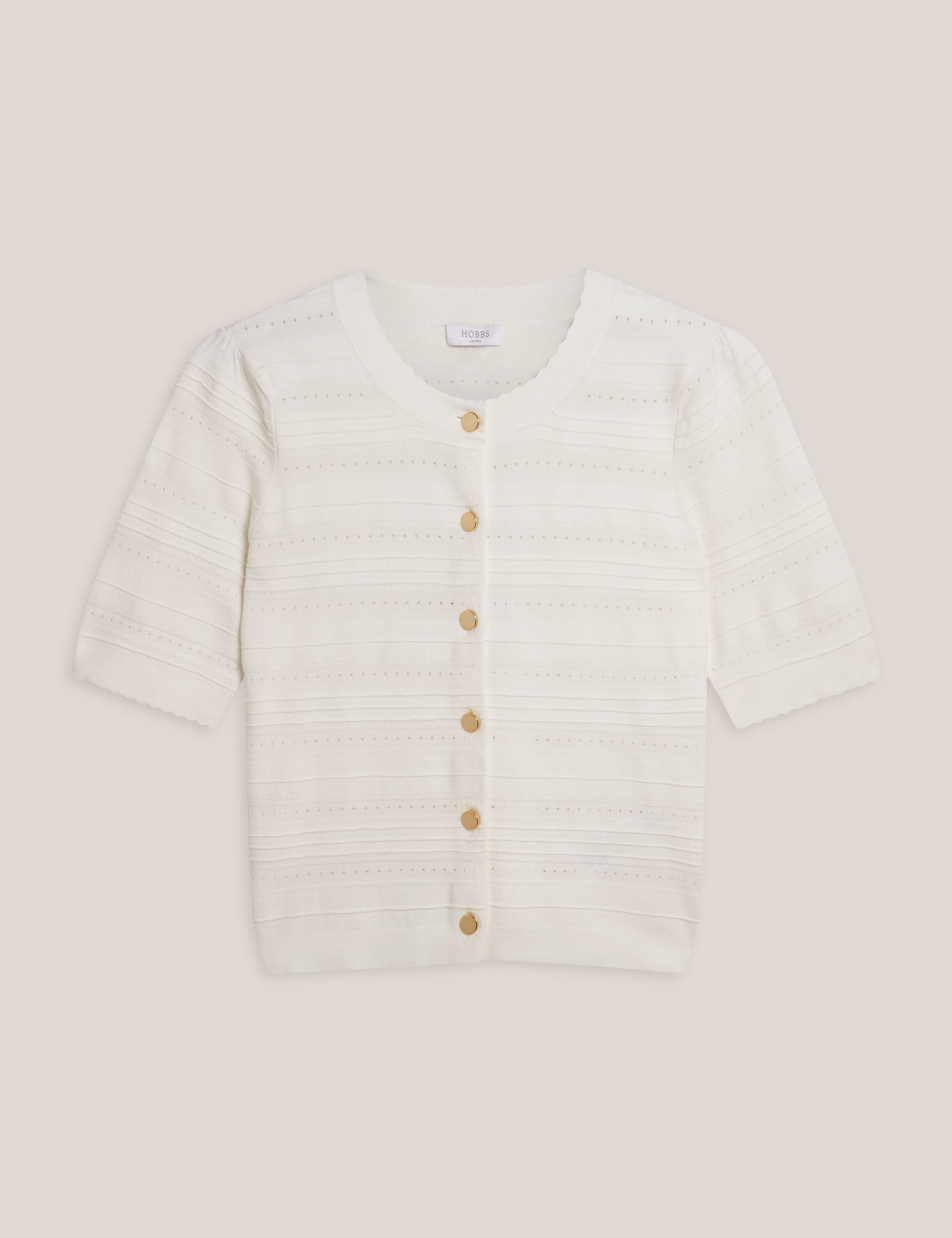 Patterned Pointelle Short Sleeve Cardigan 2 of 5