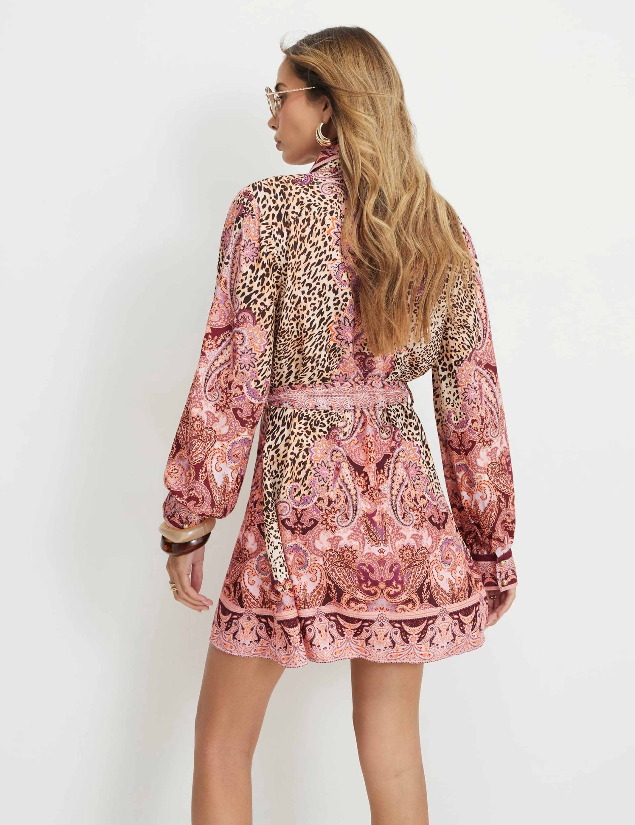 Pure Cotton Printed Belted Mini Shirt Dress 3 of 5