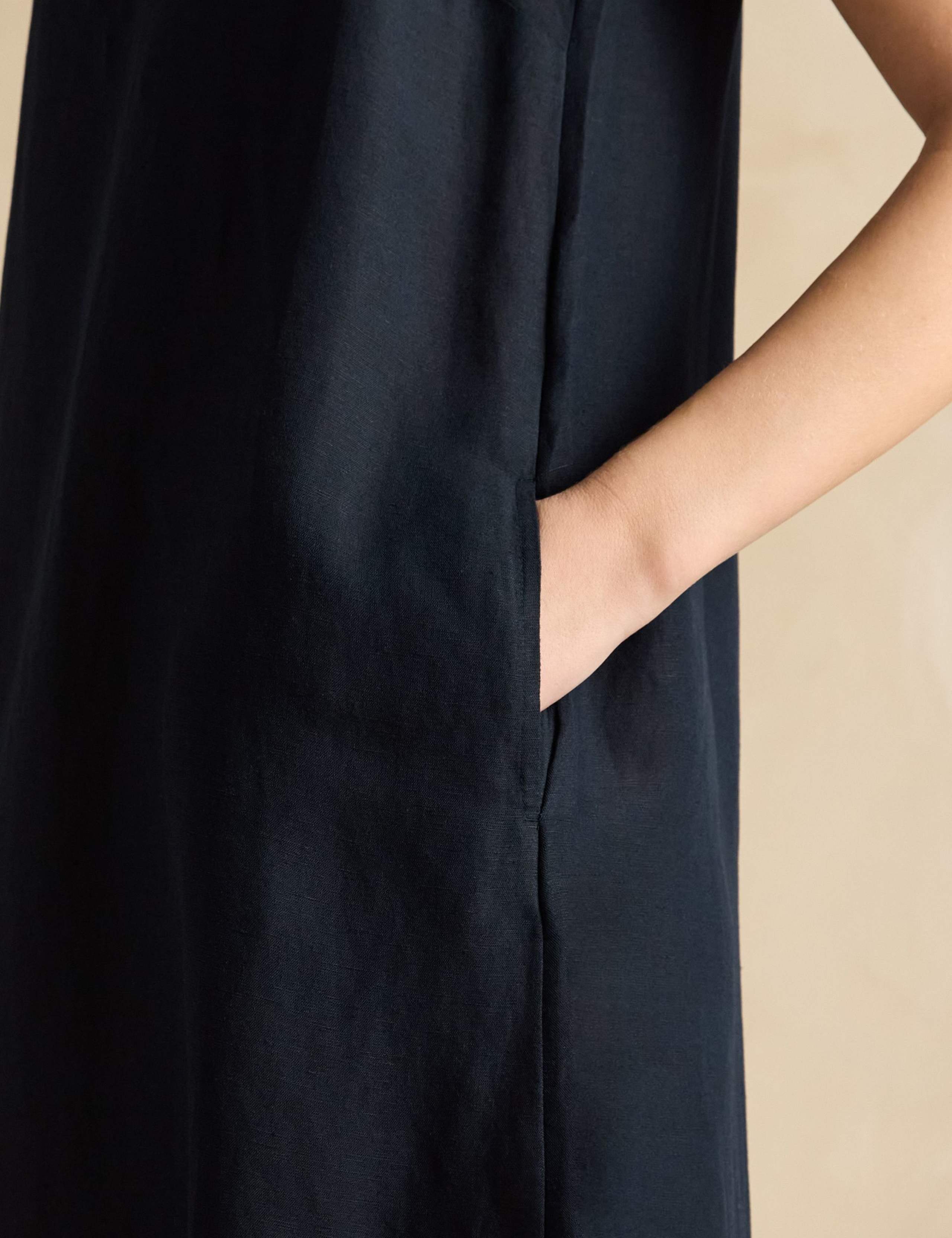 Linen Blend Round Neck Shift Dress 5 of 6