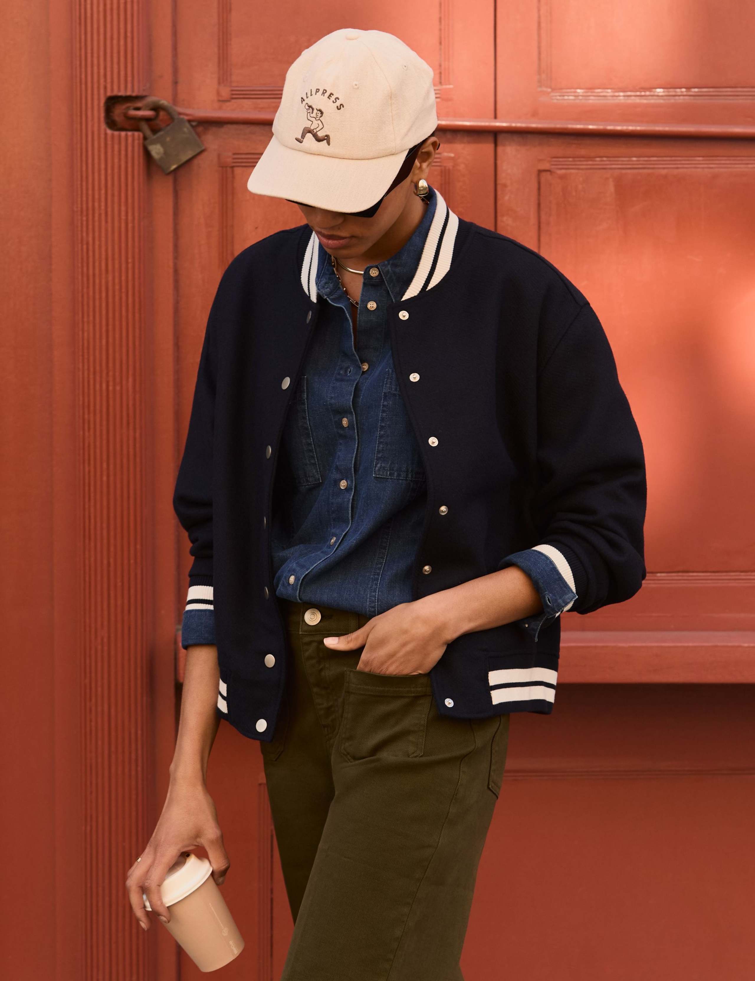Wool Rich Stripe College Bomber Jacket 4 of 4