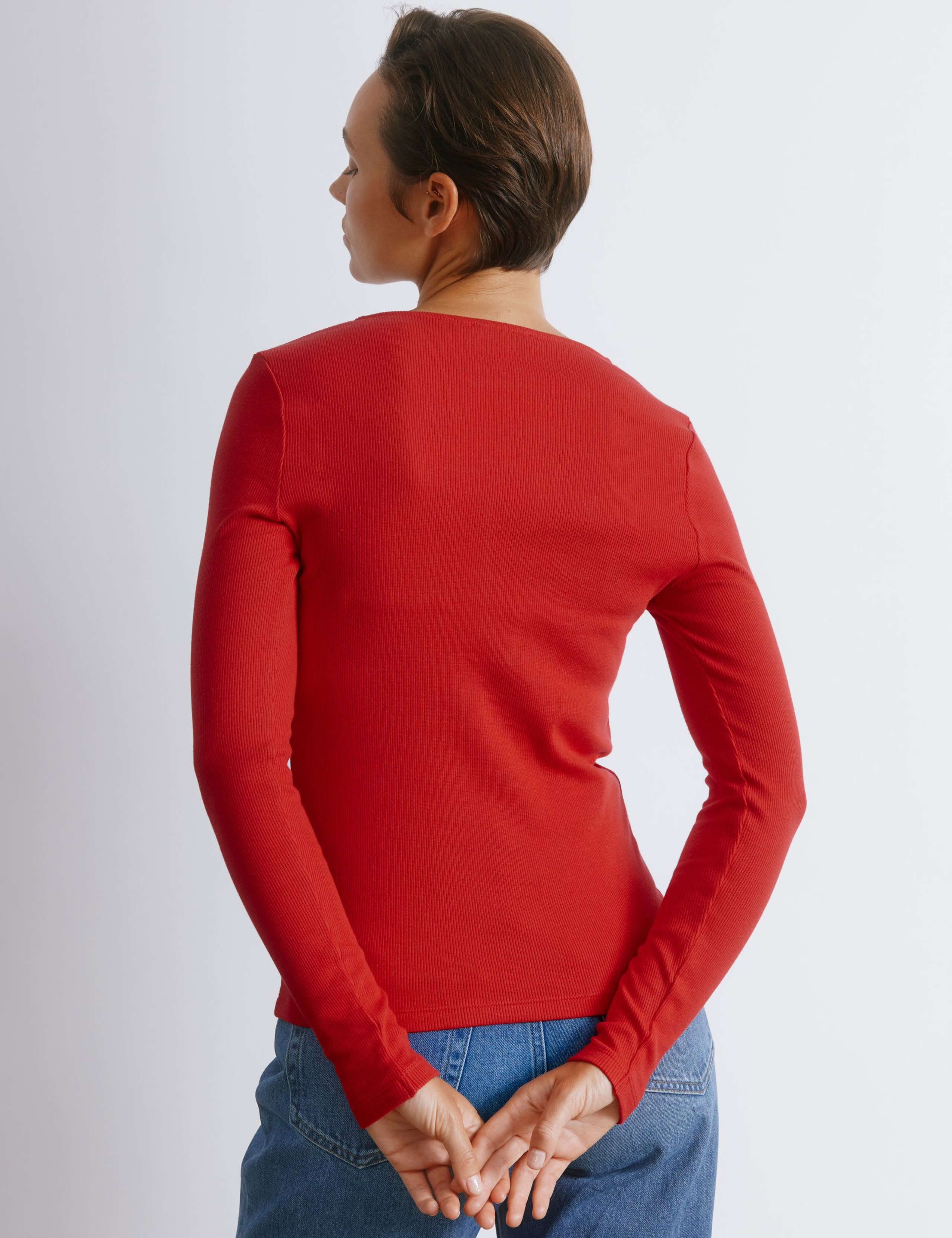 Cotton Rich Ribbed Button Detail Top 3 of 4