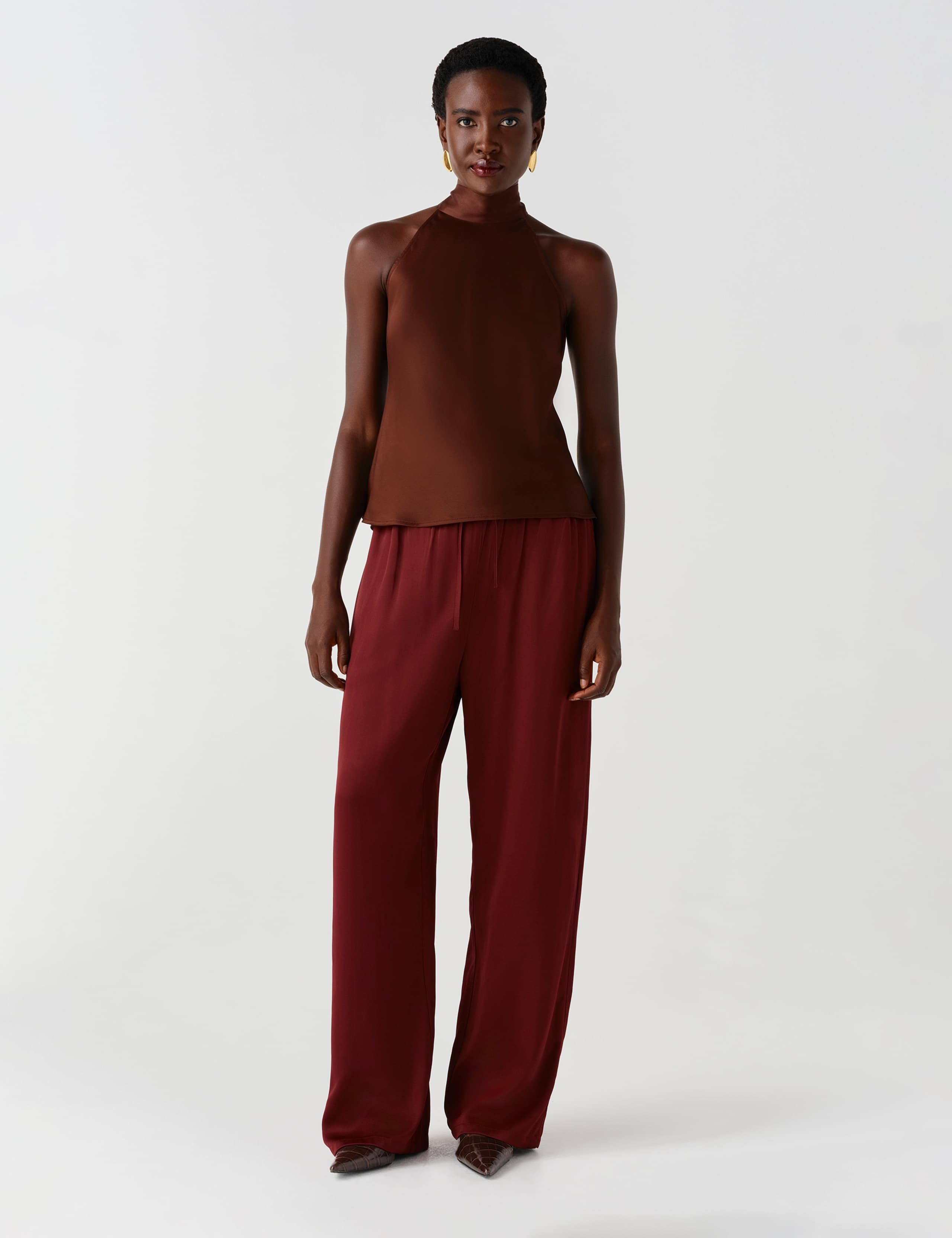 Satin Crepe High Neck Keyhole Top 4 of 5