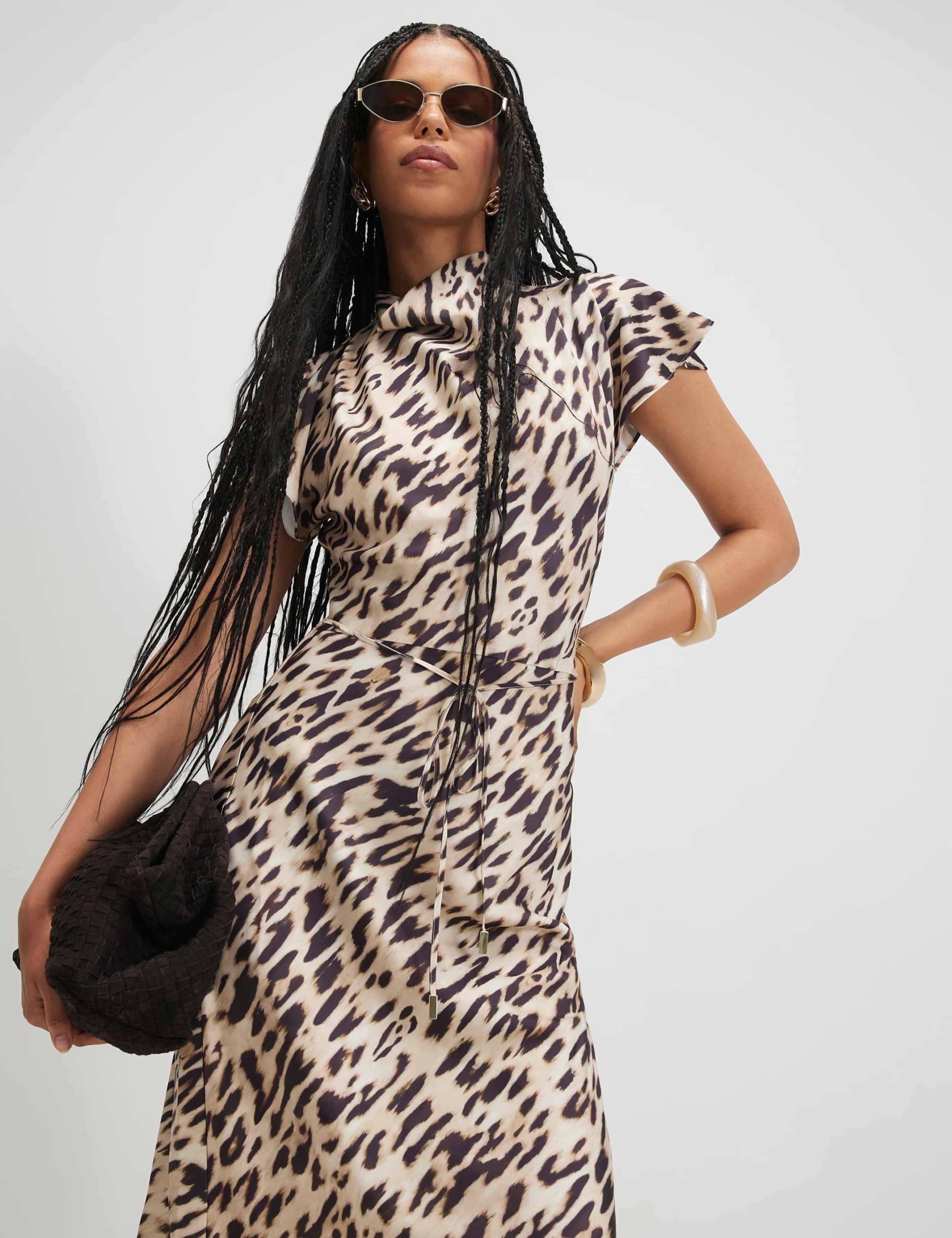 Leopard Print Belted Midaxi Column Dress 3 of 6