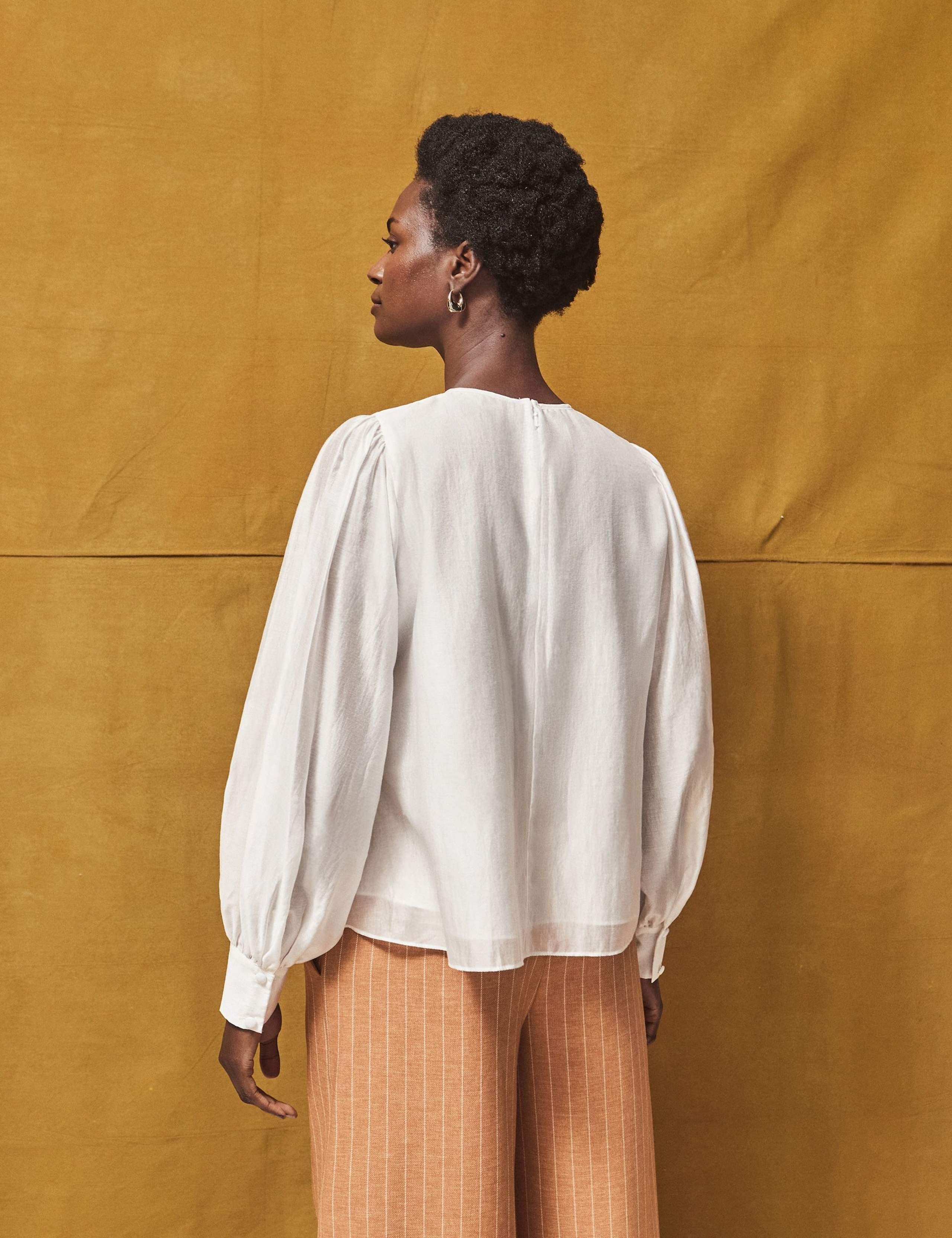Sheer Button Cuff Blouson Sleeve Blouse 2 of 4