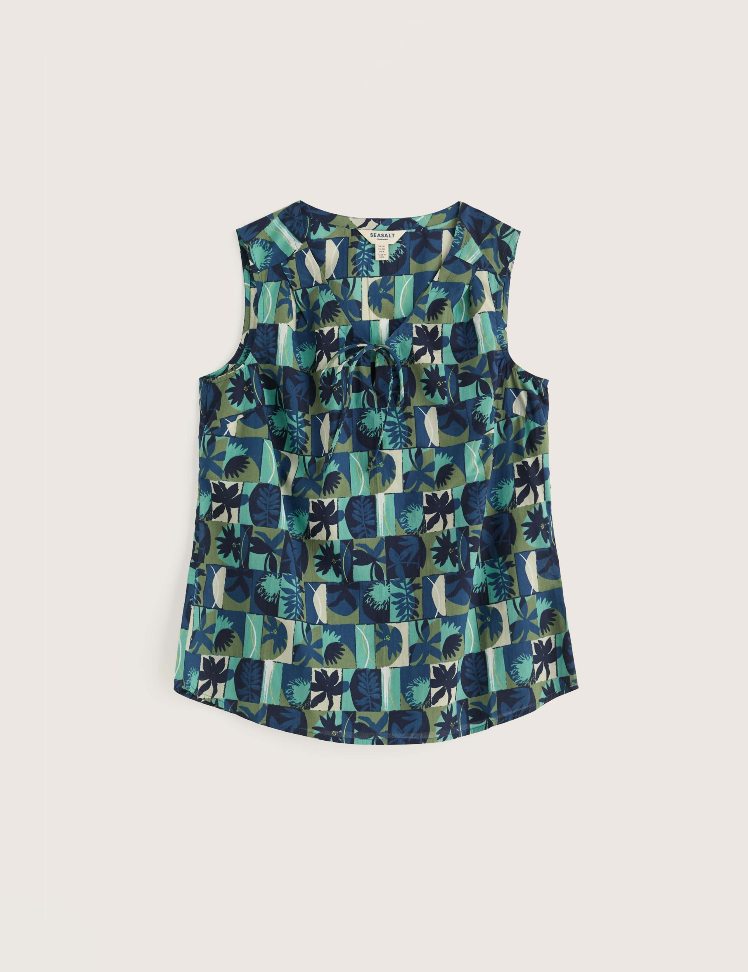 Pure Cotton Floral V-Neck Keyhole Vest 2 of 5