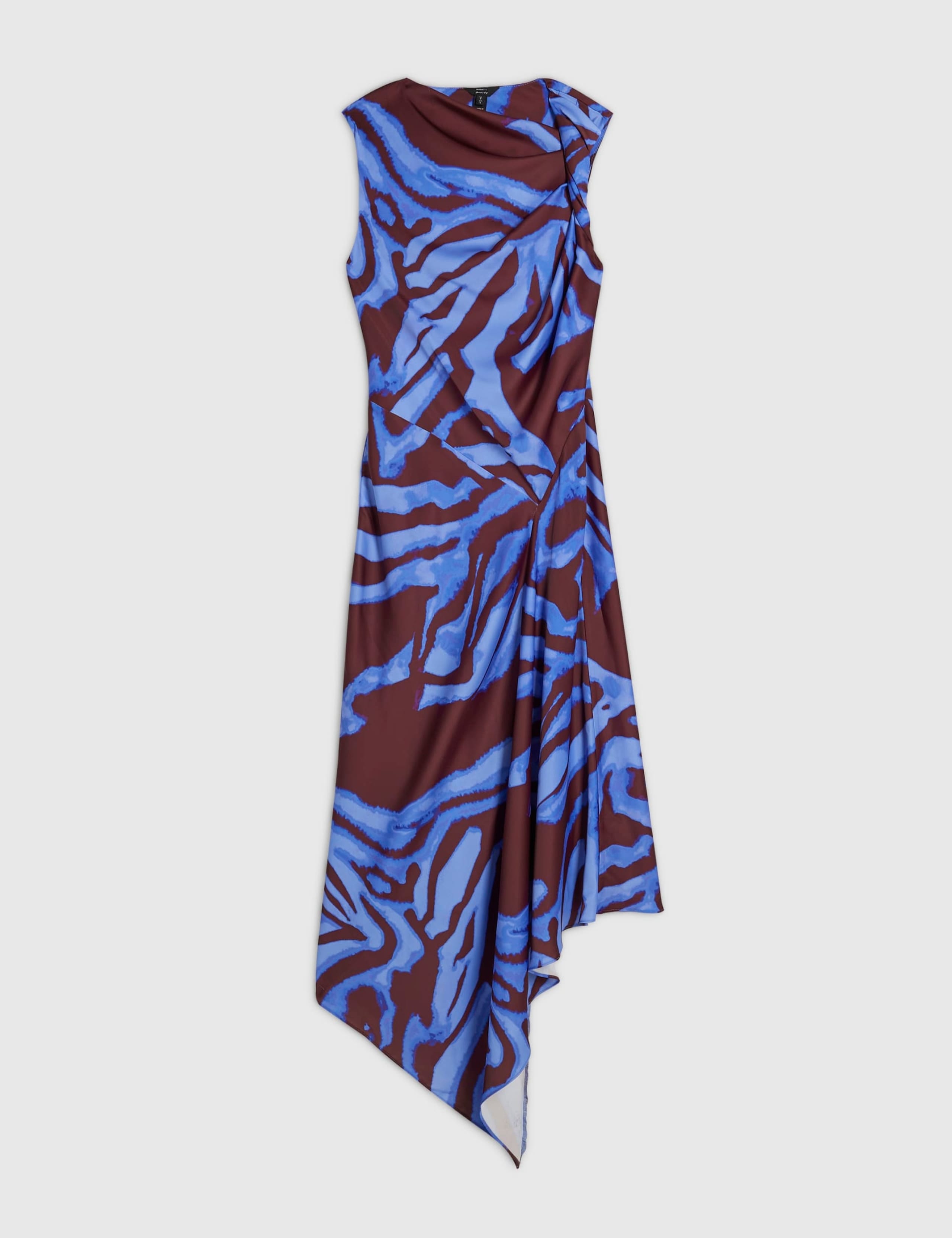 Zebra Print Asymmetric Hem Midi Column Dress 3 of 6