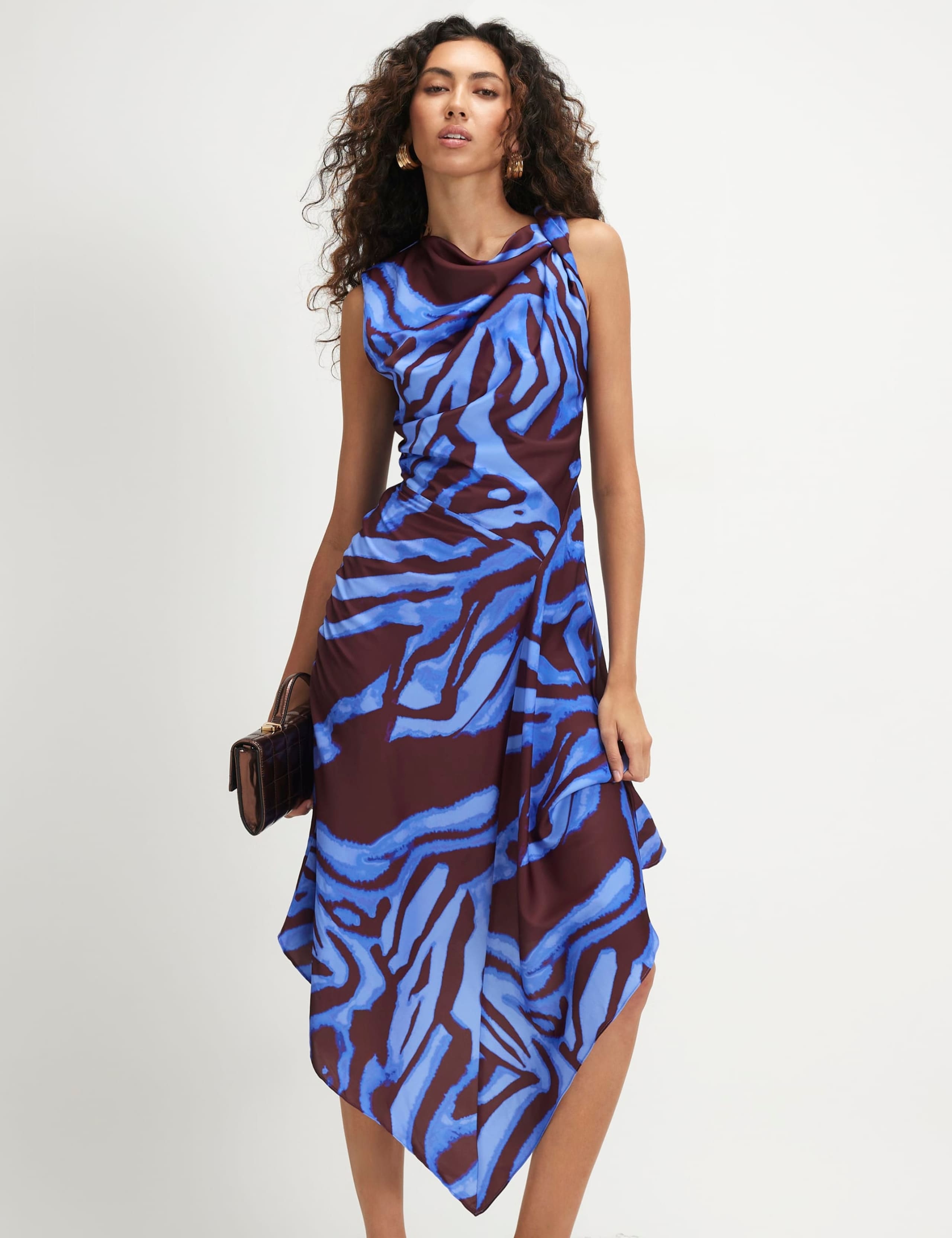 Zebra Print Asymmetric Hem Midi Column Dress 5 of 6