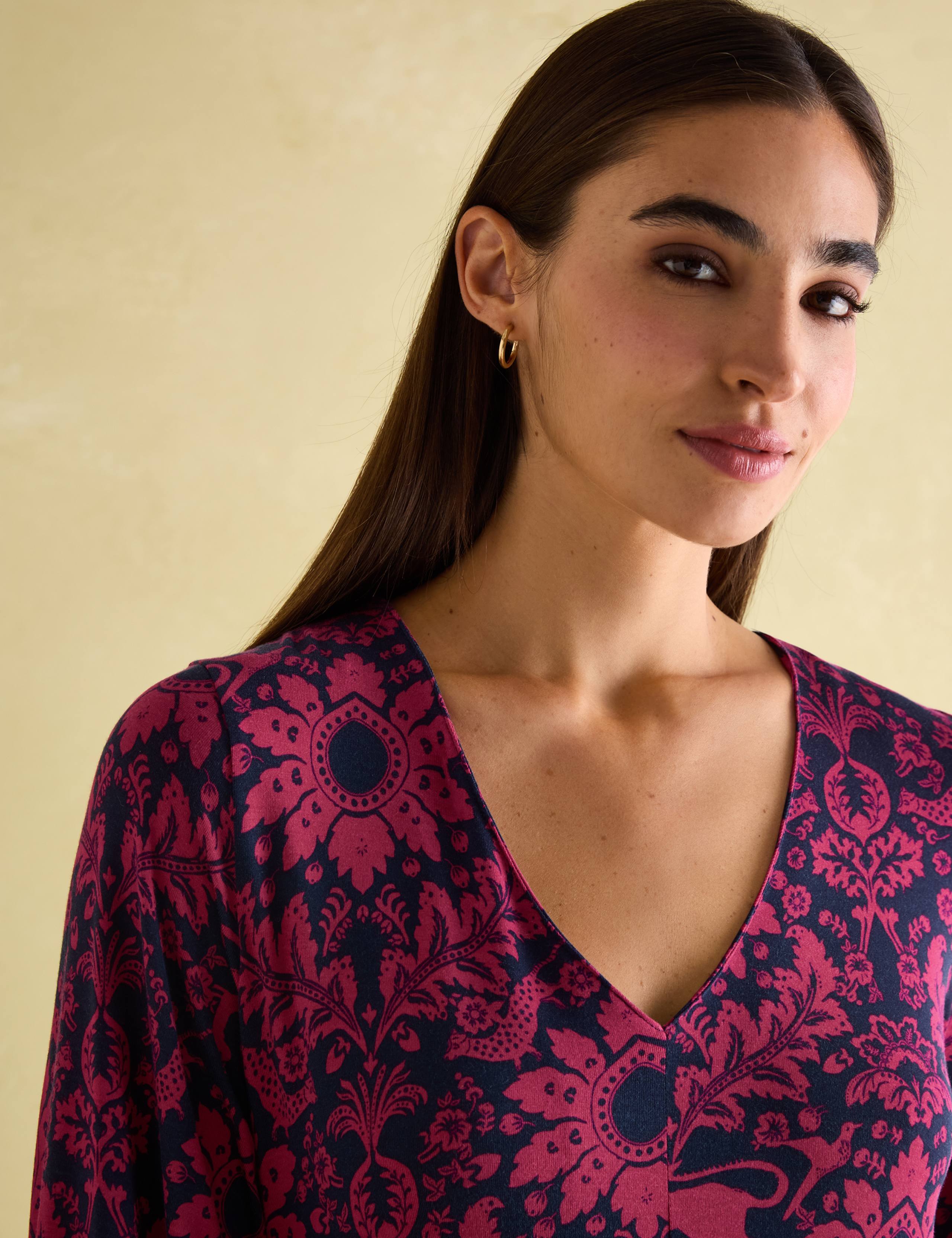 Geometric V-Neck Midi Waisted Dress 4 of 5