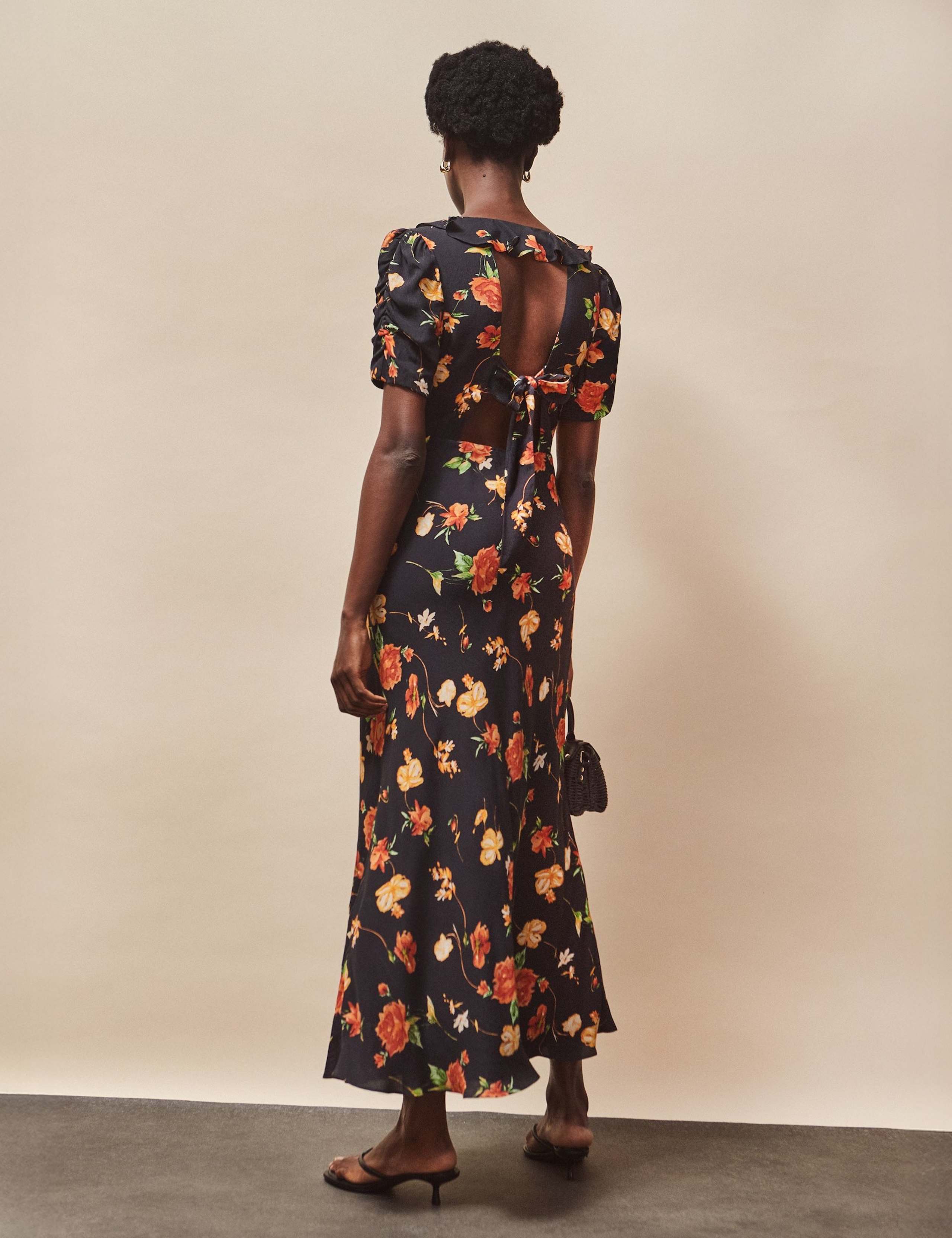 Floral Ruffled Tie Back Maxi Dress 4 of 5