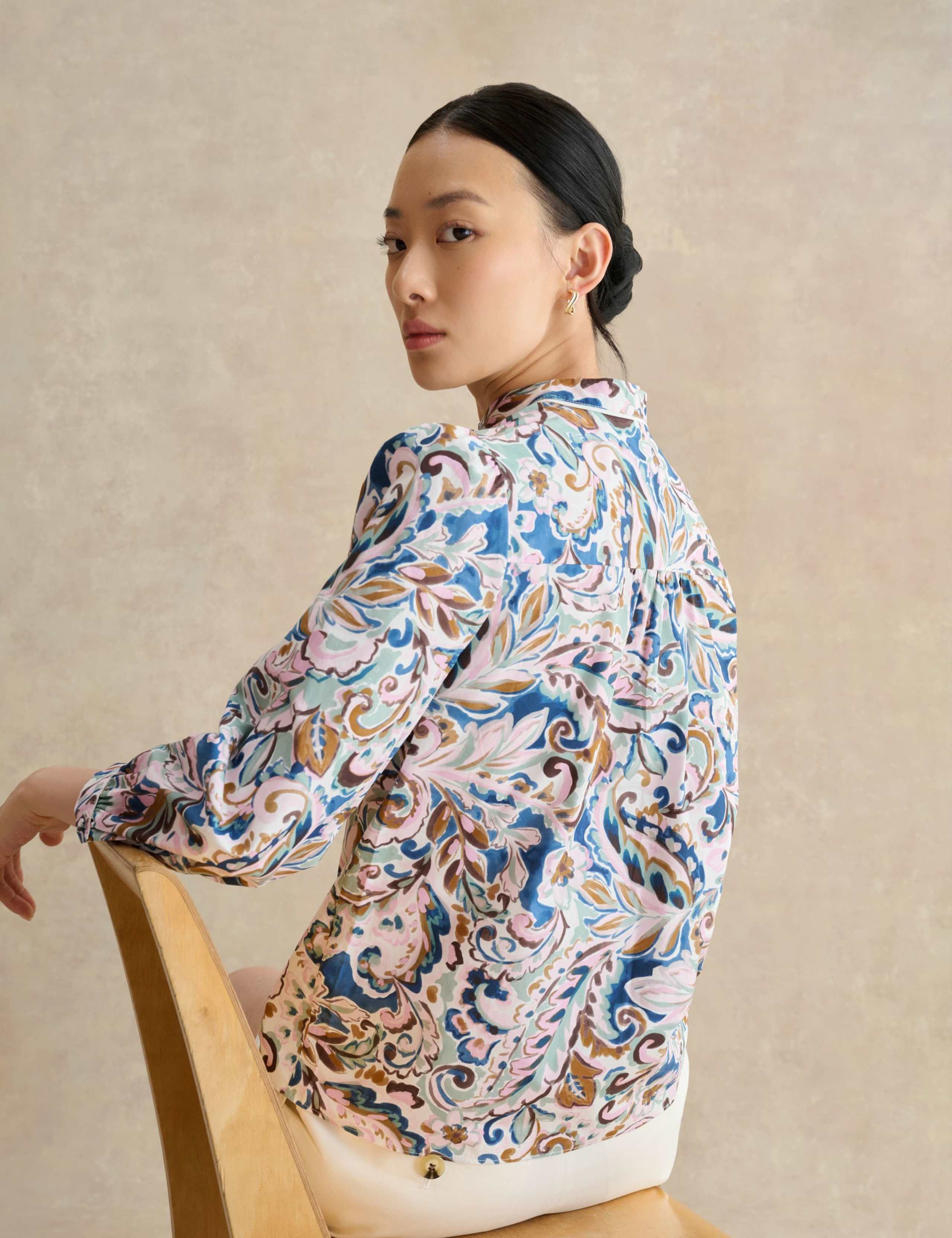 Pure Cotton Paisley High Neck Blouse 4 of 5