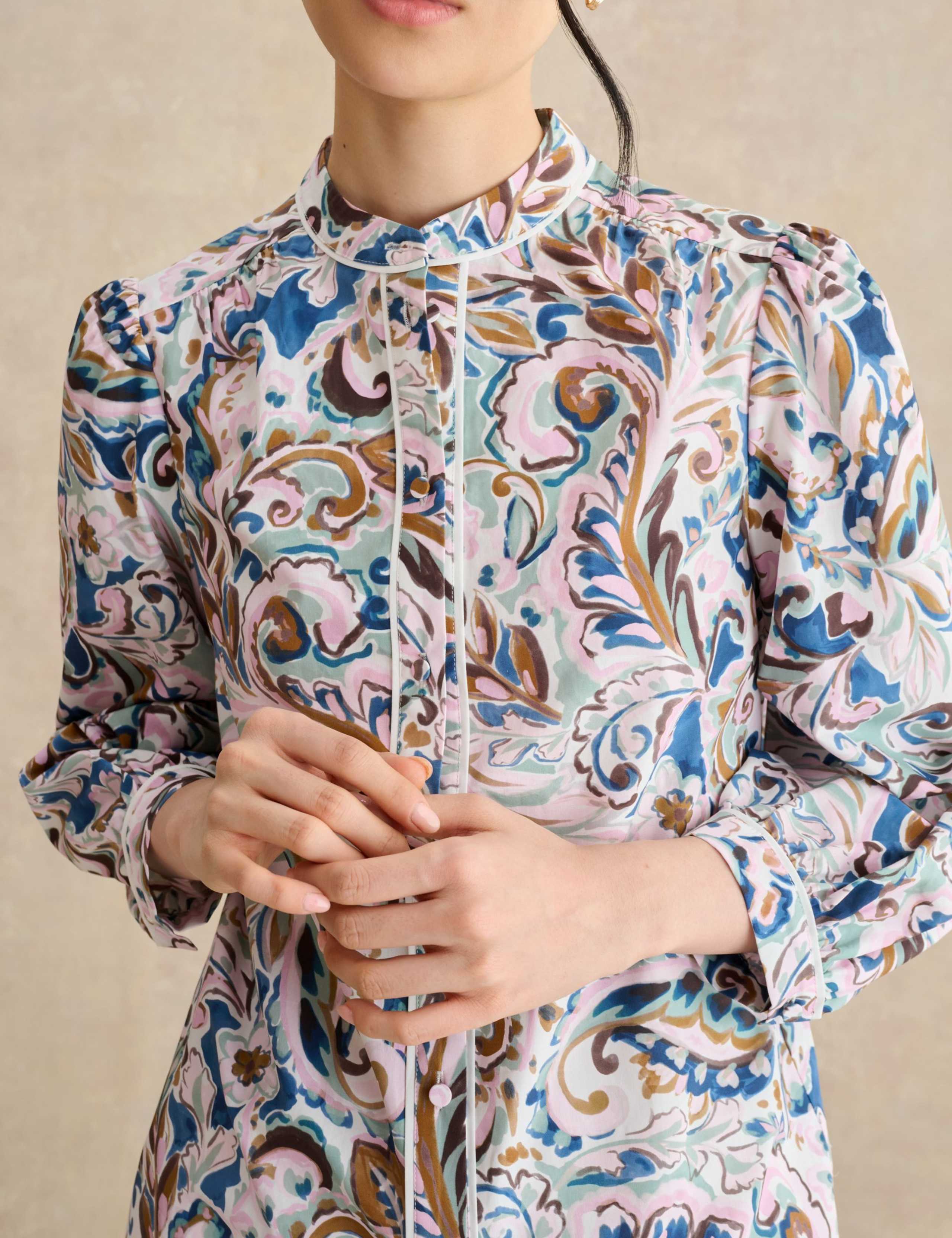 Pure Cotton Paisley High Neck Blouse 5 of 5