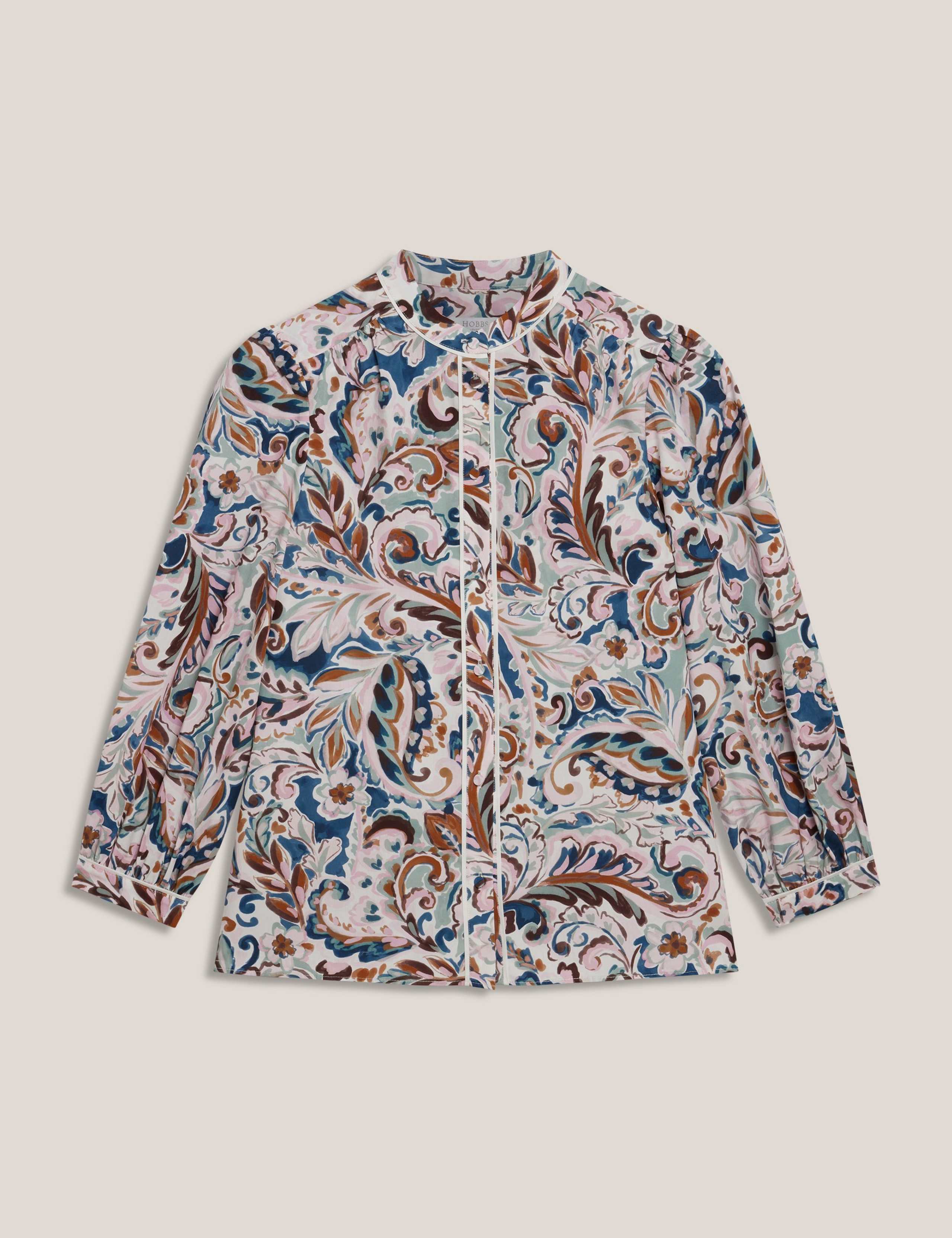 Pure Cotton Paisley High Neck Blouse 2 of 5