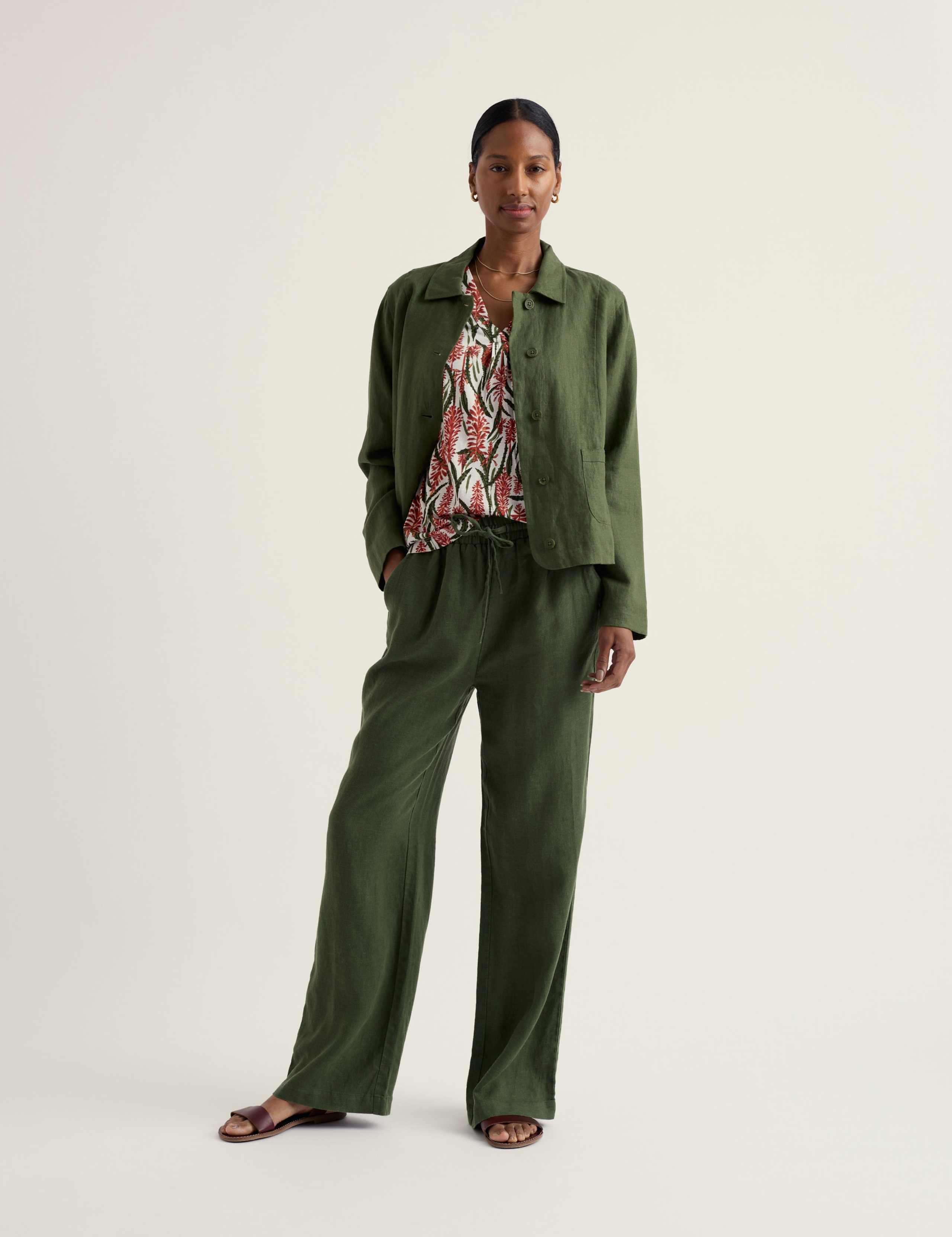 Cotton Rich Floral V-Neck Pleat Detail Top 3 of 5