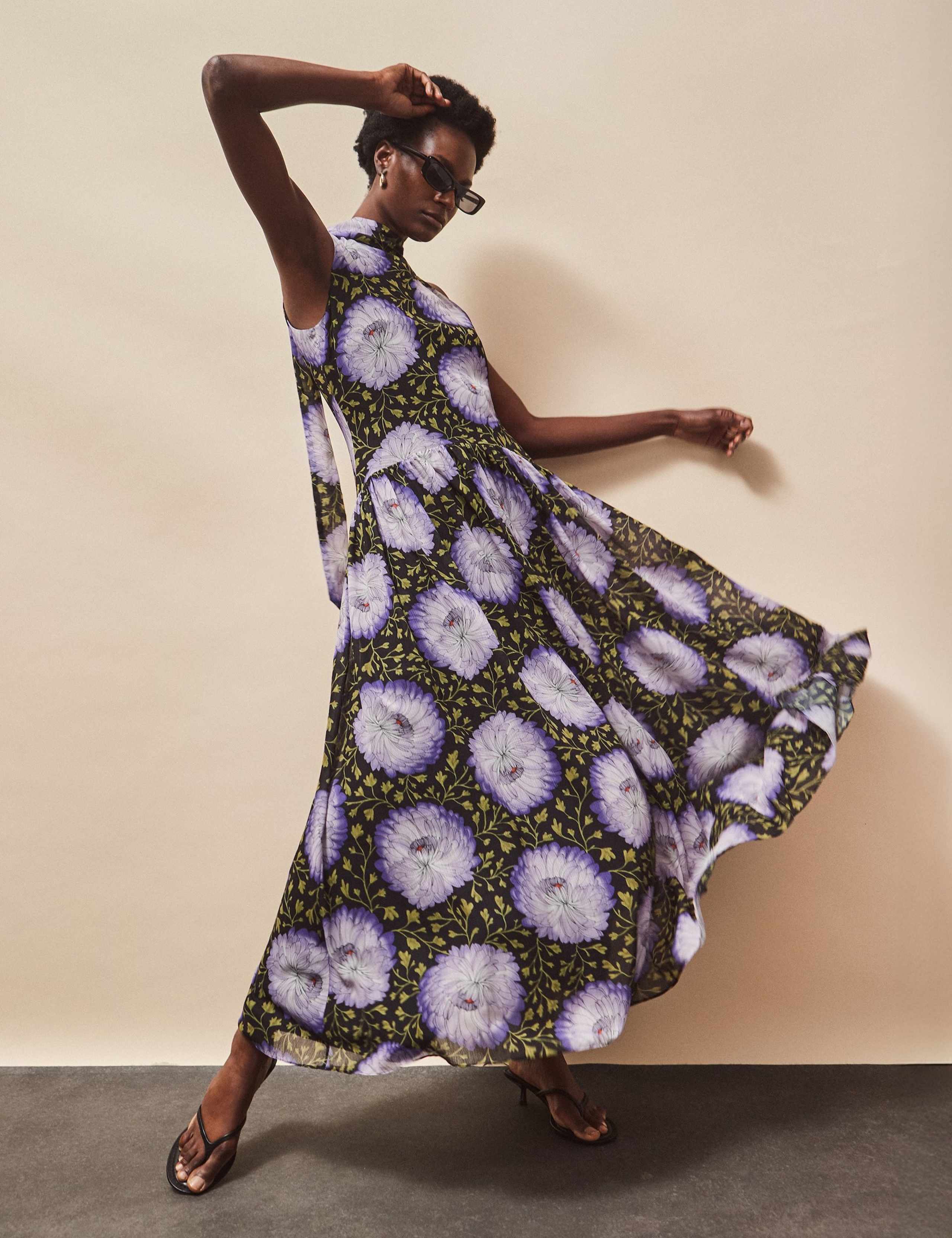 Chiffon Floral High Neck Maxi Dress 2 of 5