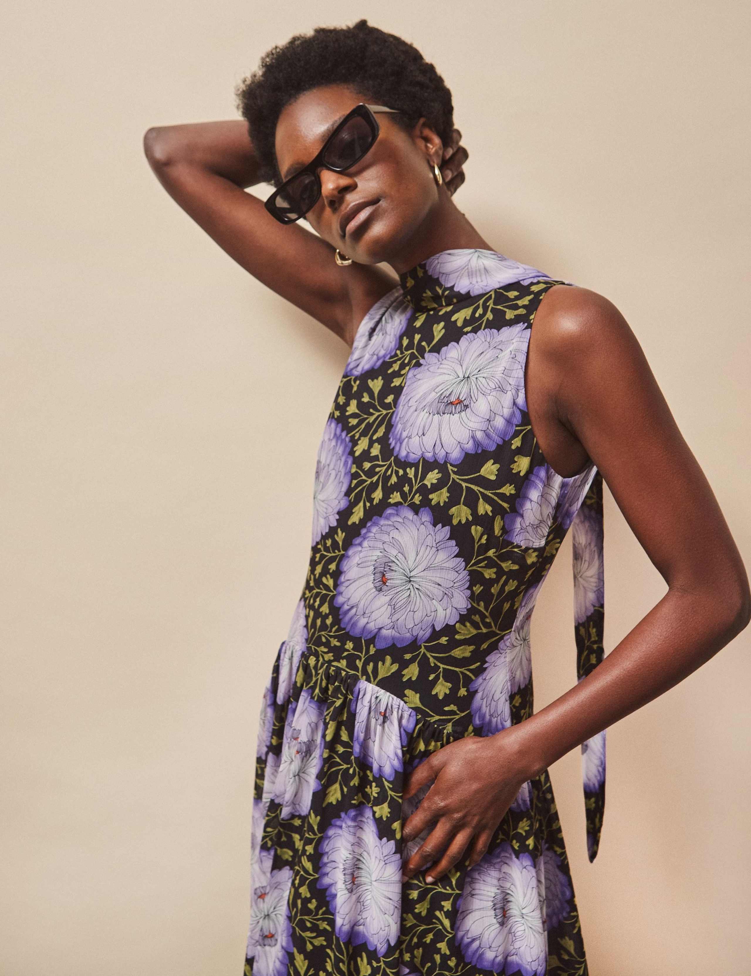 Chiffon Floral High Neck Maxi Dress 3 of 5