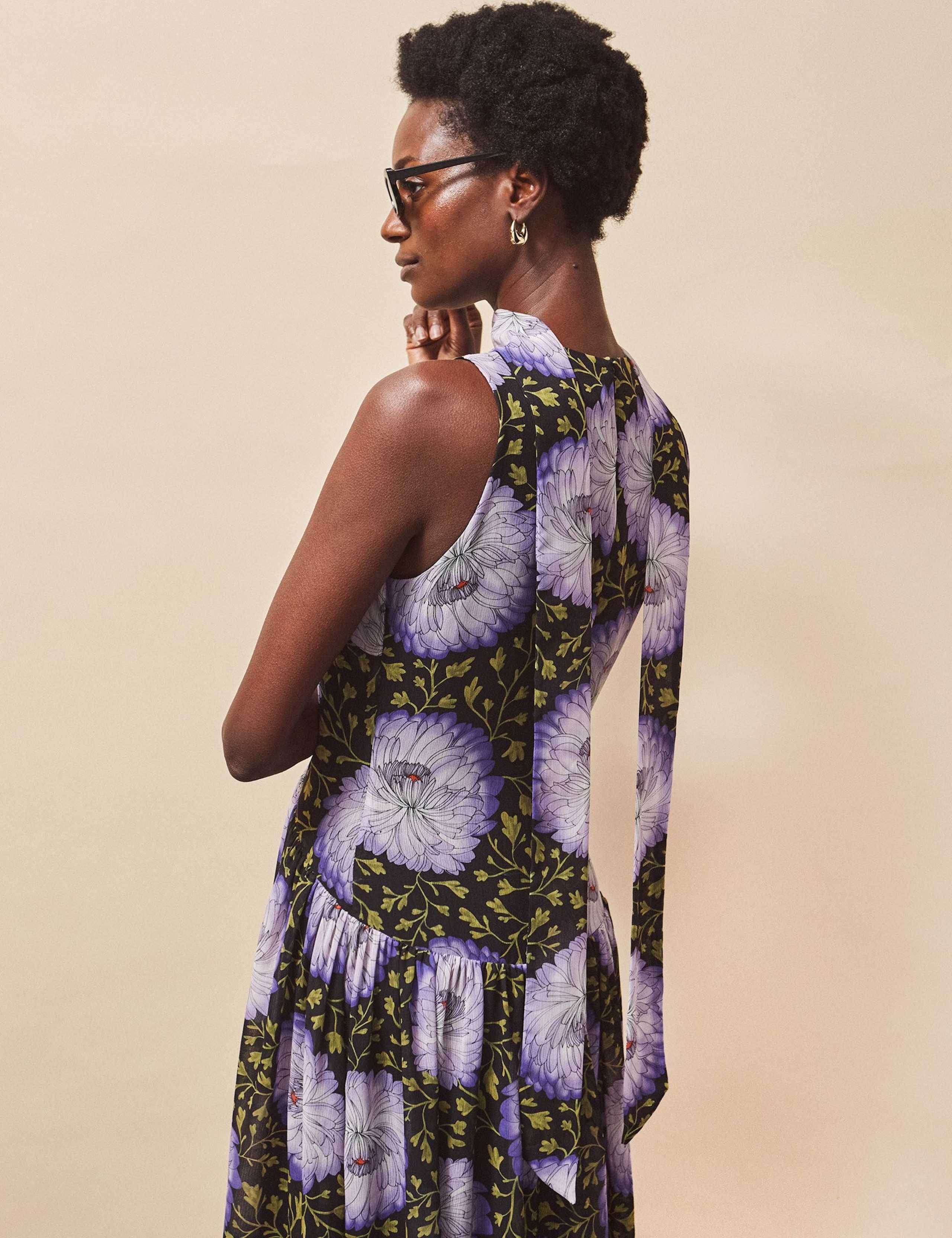 Chiffon Floral High Neck Maxi Dress 4 of 5